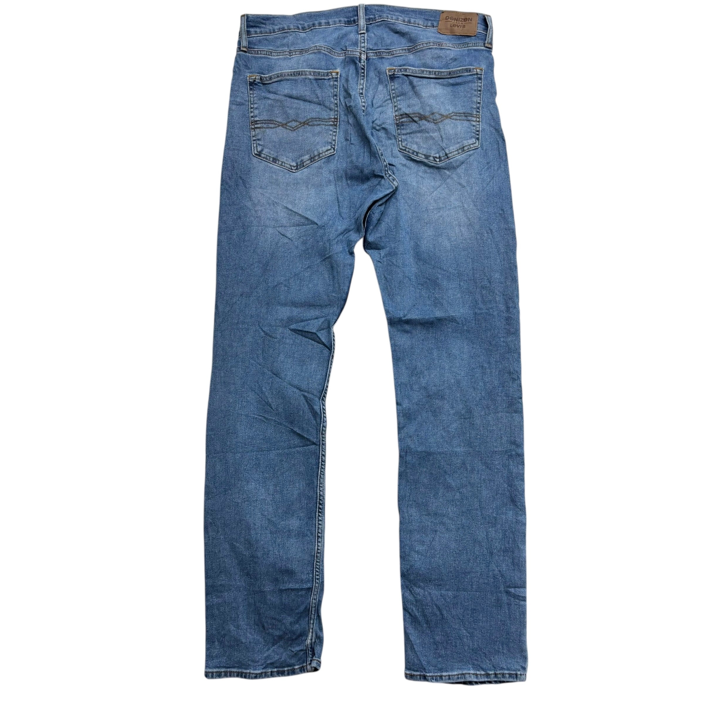 Levis Denizen Jeans W36 L34 Mens Mid Blue Slim Straight Fit Stretch Denim