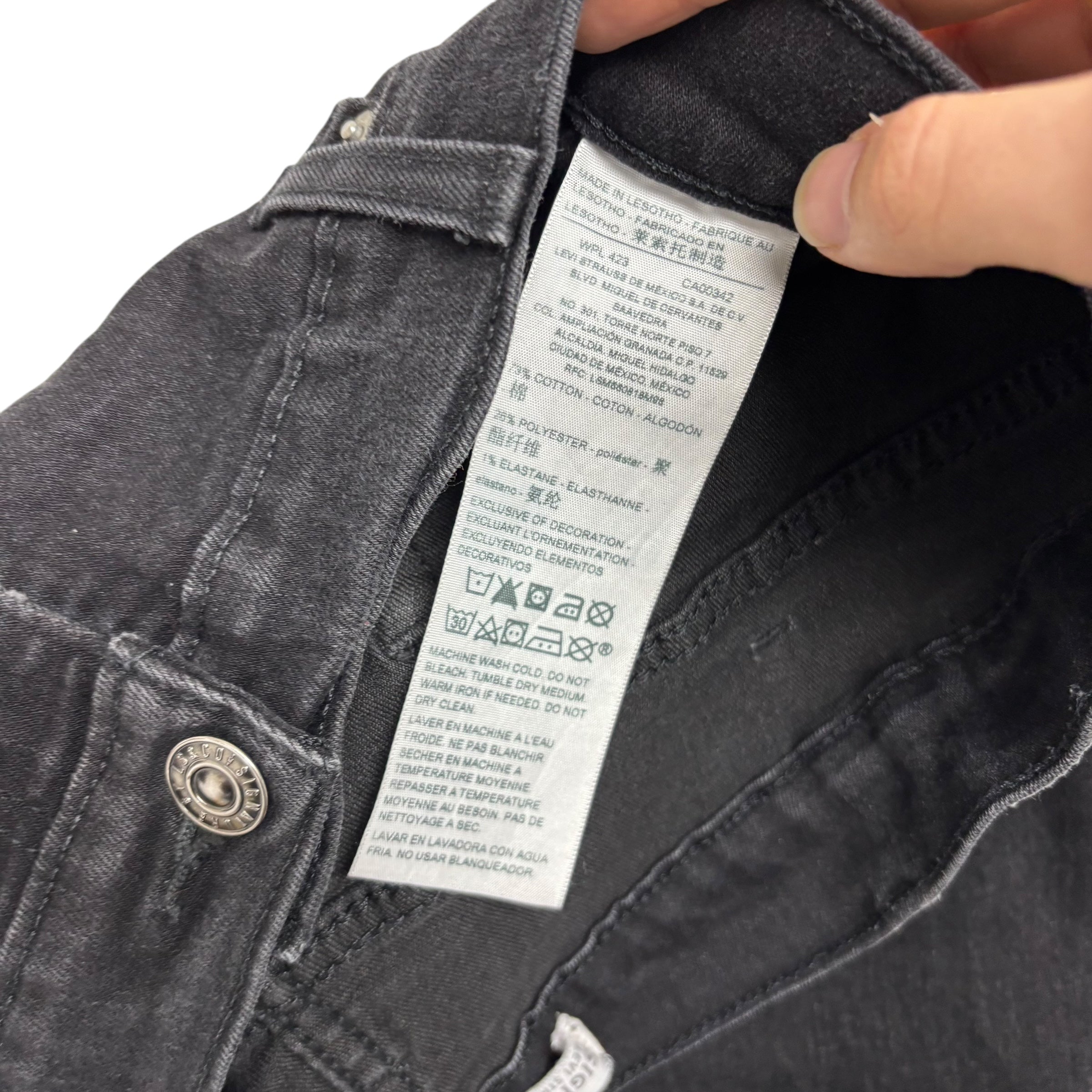 Levis Signature Jeans W38 L30 Mens Black Slim Fit Stretch Denim (E)