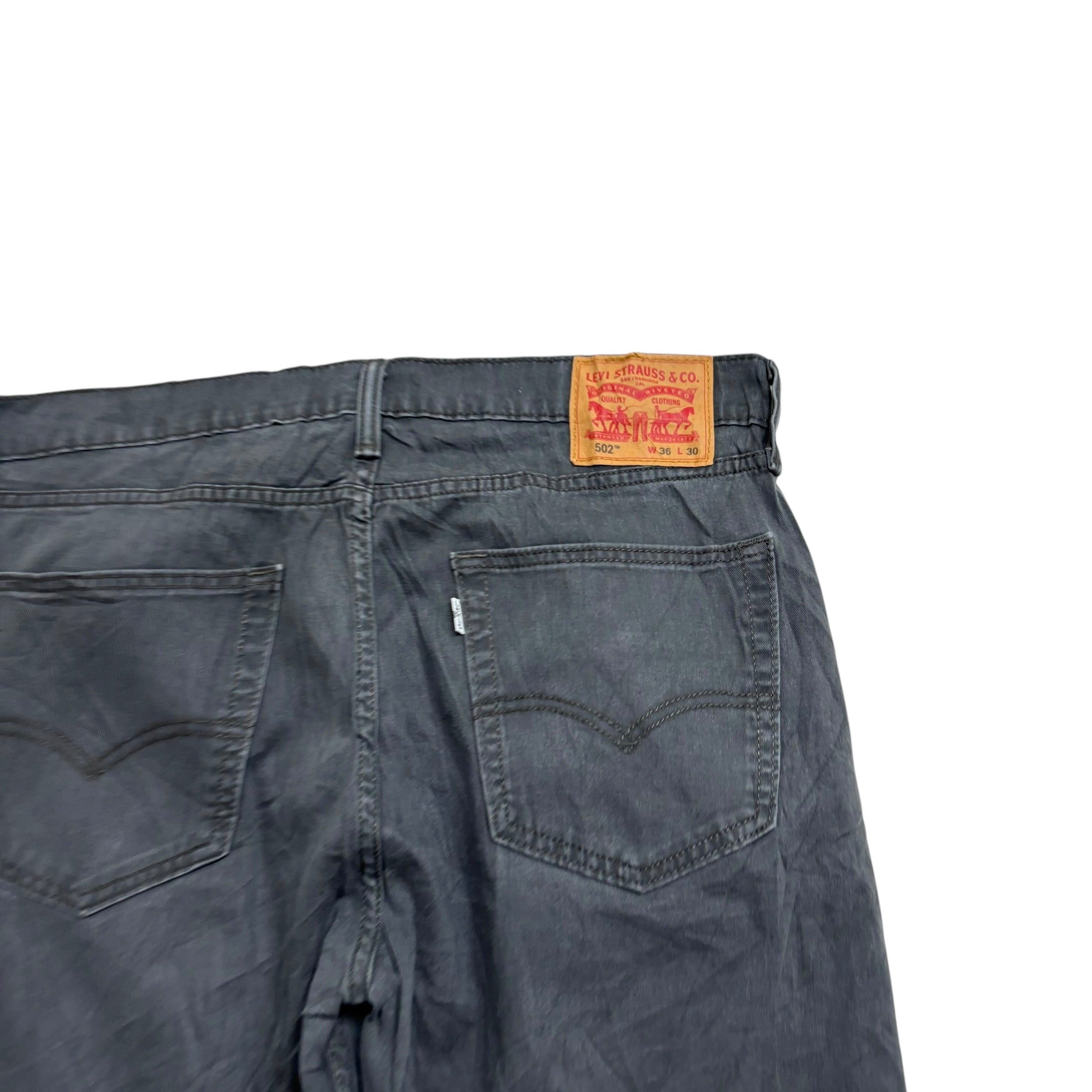 Levis 502 Trousers W36 L29 Mens Grey Regular Taper Fit Stretch Cotton Pants
