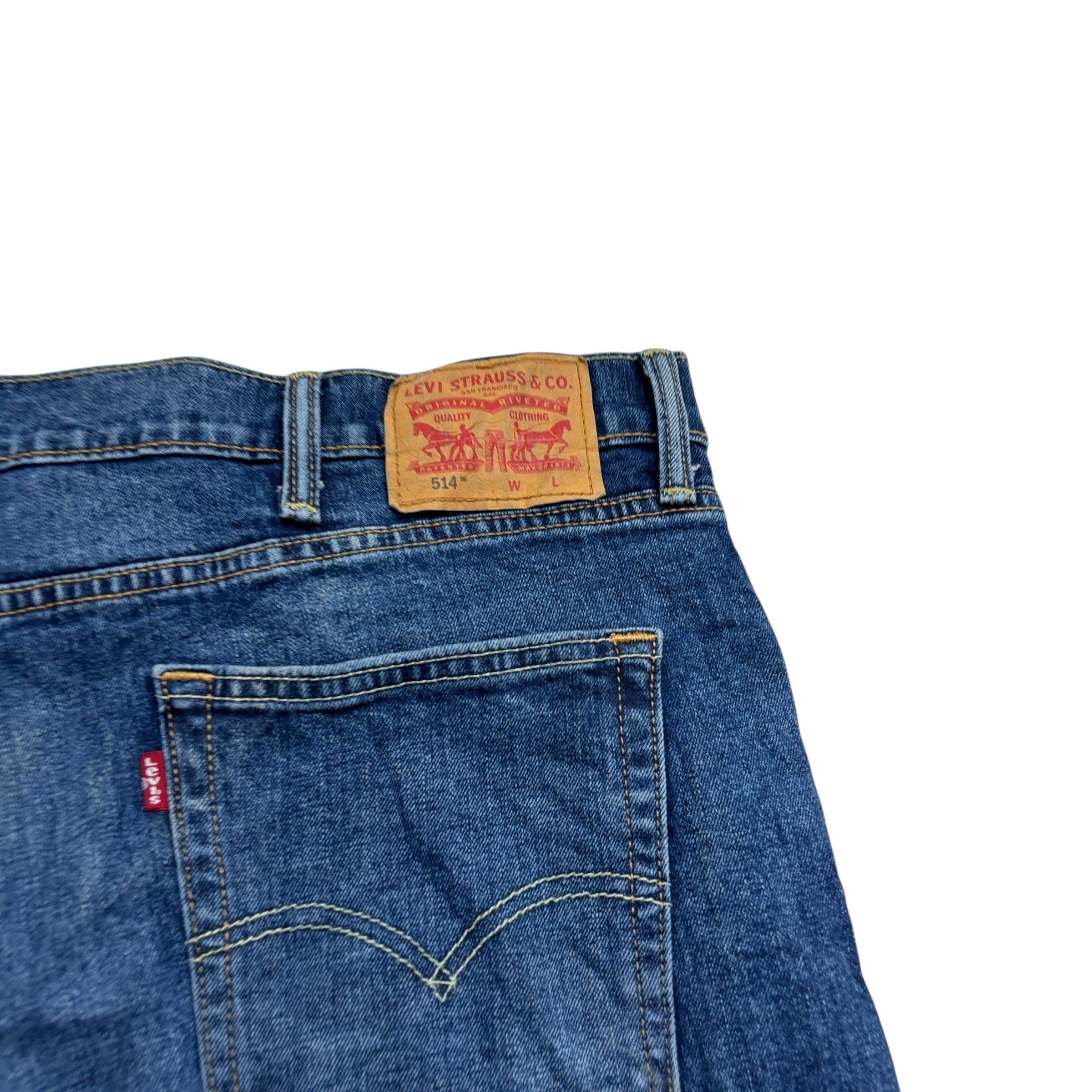 Levis 514 Jeans W46 L32 Mens Mid Blue Regular Straight Fit Stretch Denim