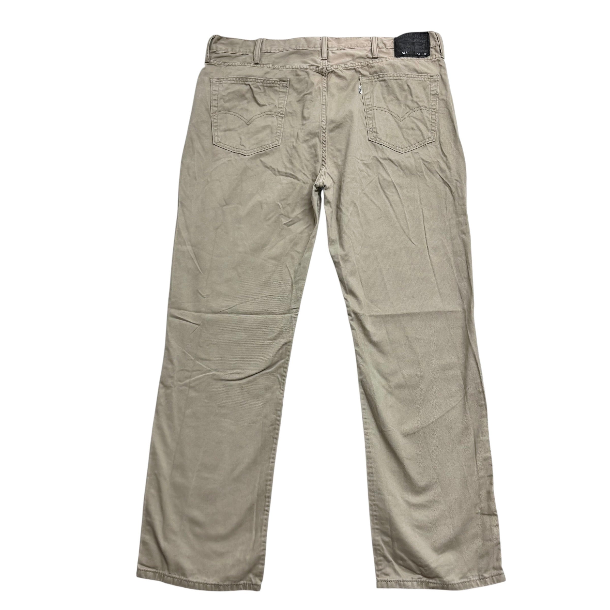 Levis 514 Trousers W42 L32 Mens Cream Regular Straight Fit Cotton Pants