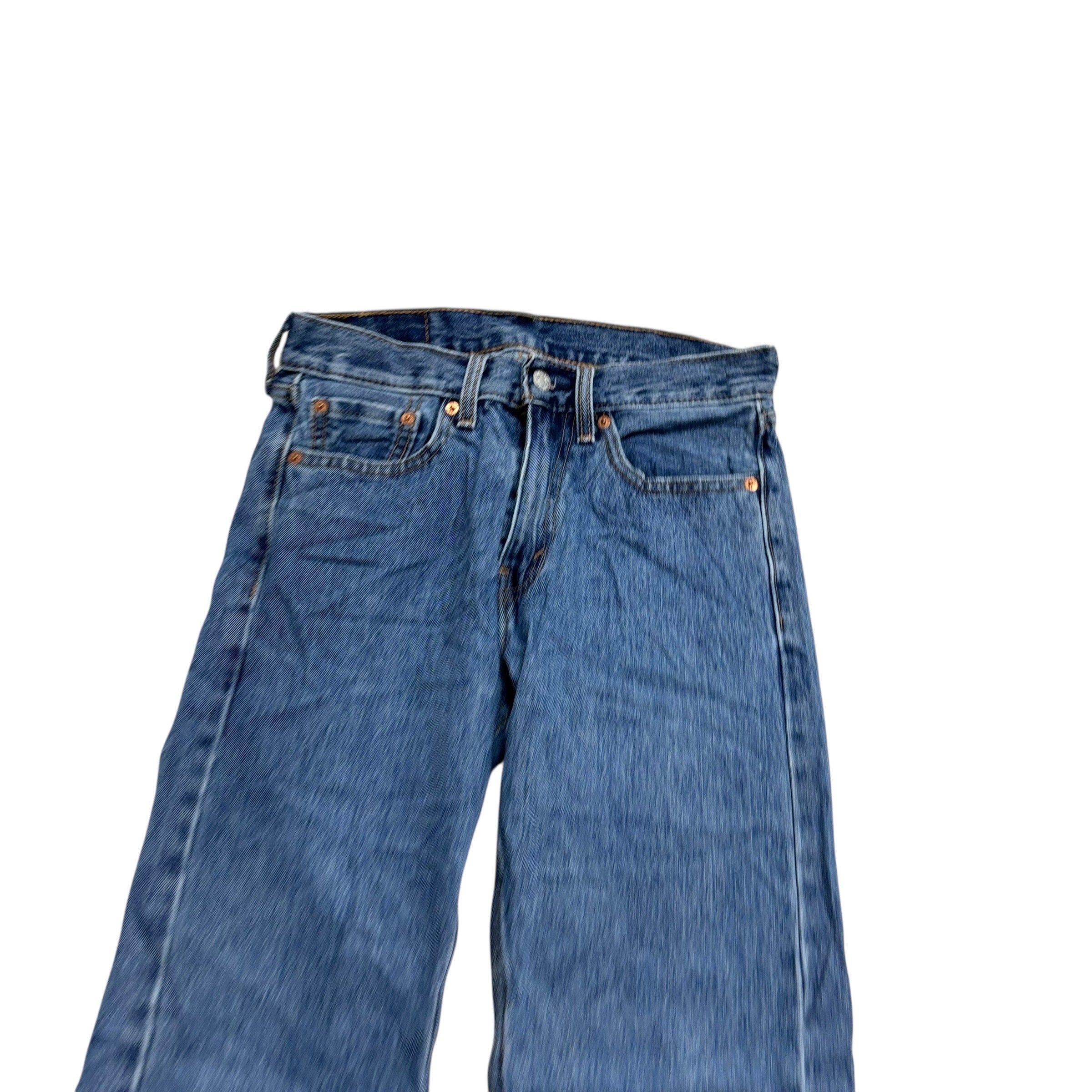 Levis 505 Jeans W28 L32 Mens Mid Blue Regular Straight Fit Denim (E)