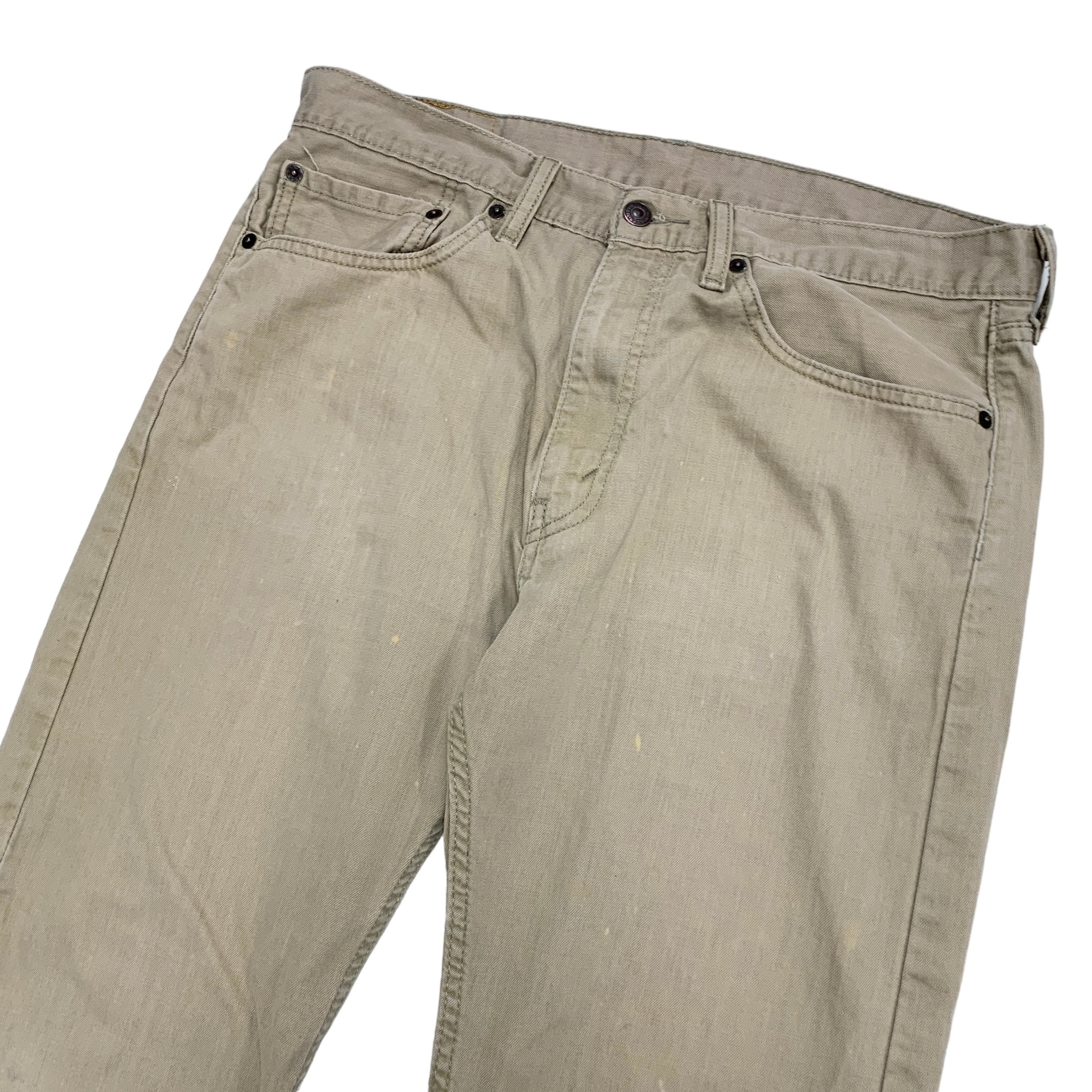 Levis 505 Trousers W34 L32 Mens Tan Regular Straight Fit Cotton Pants