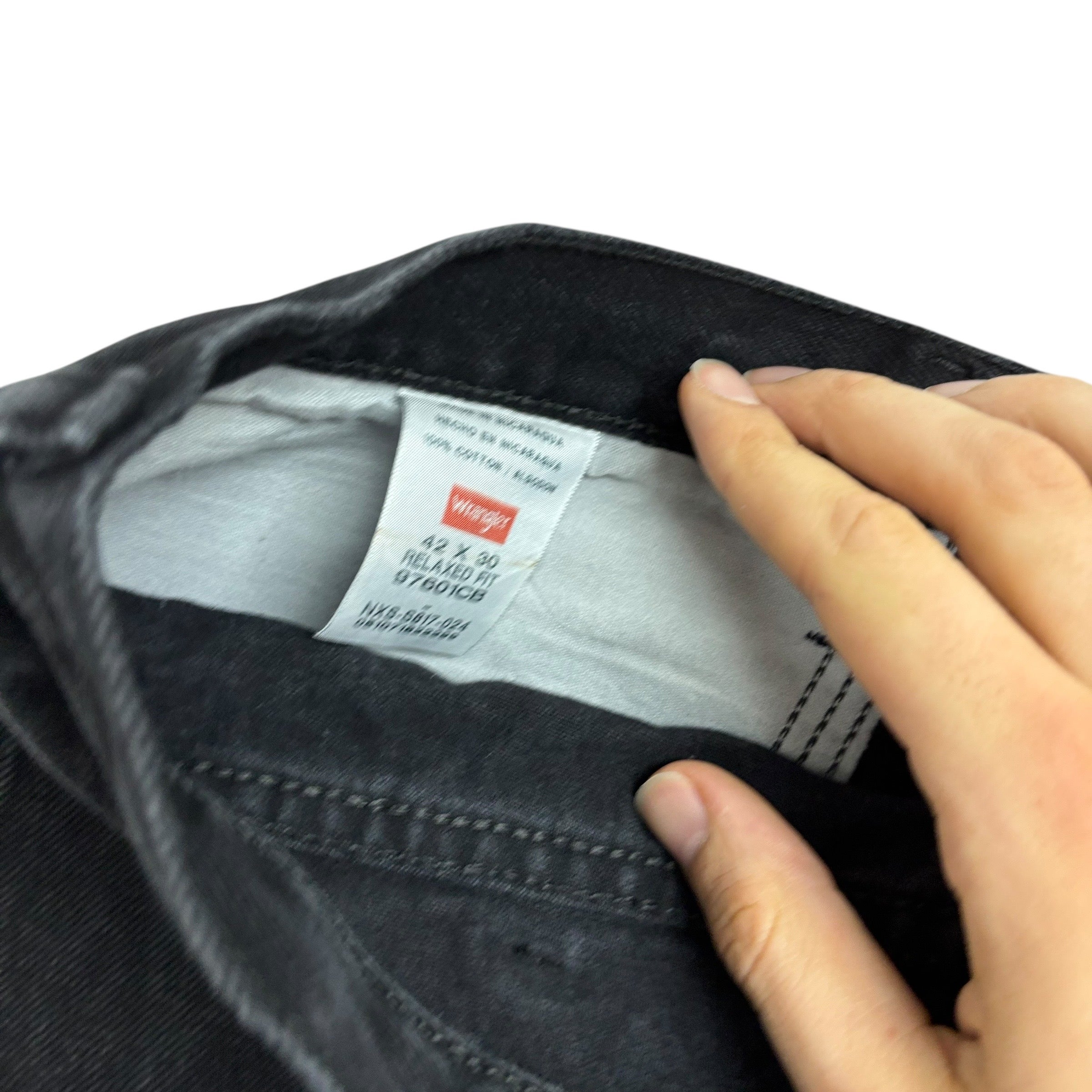 Wrangler Jeans W42 L30 Mens Black Relaxed Straight Fit Denim