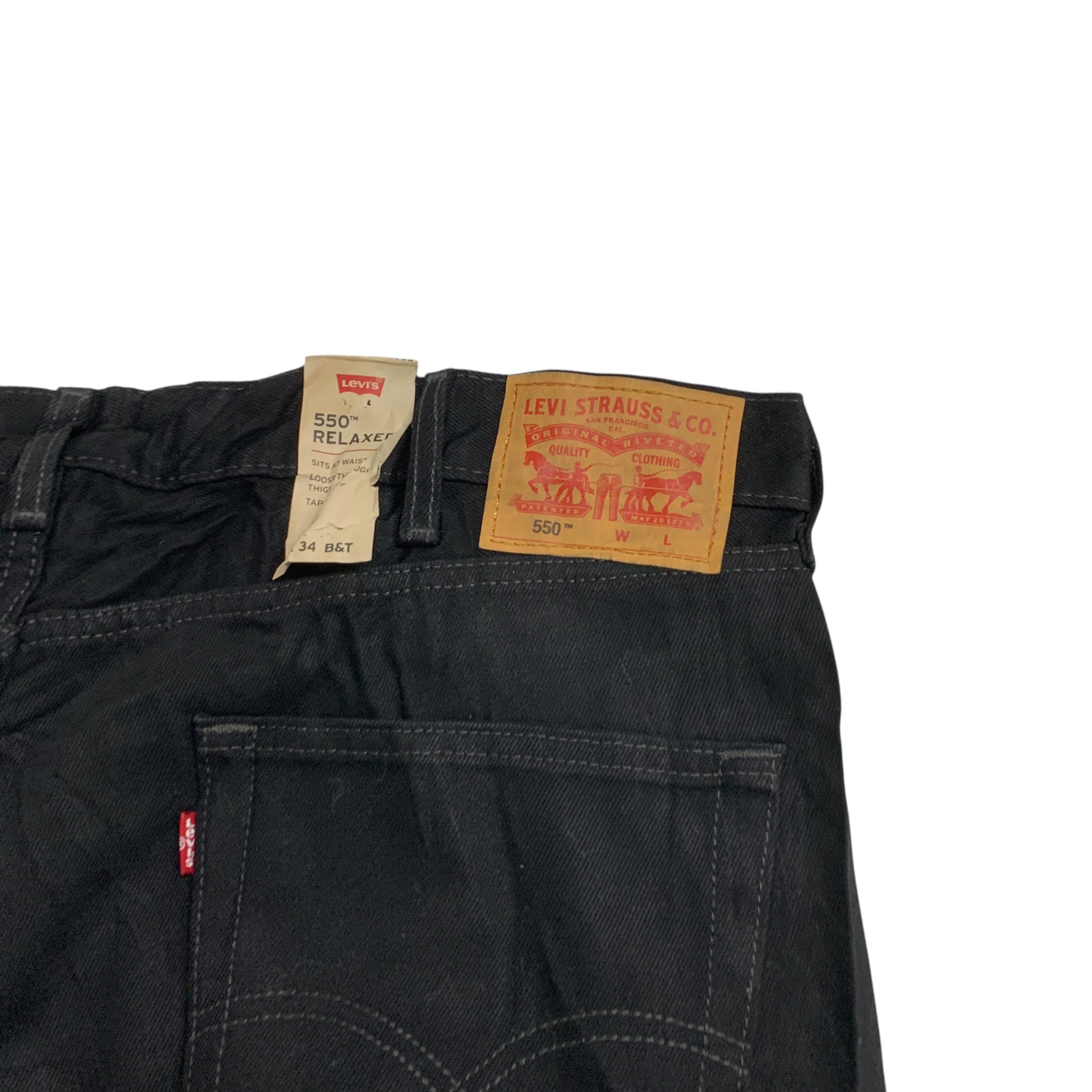 Levis 550 Jeans W42 L34 Mens Black Baggy Relaxed Straight Fit Denim