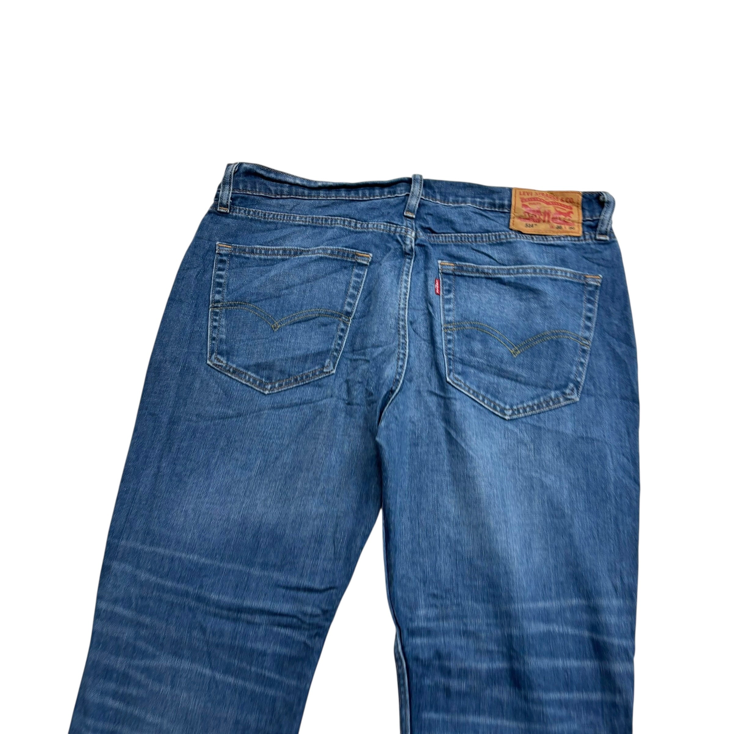 Levis 514 Jeans W36 L30 Mens Navy Blue Regular Straight Fit Stretch Denim (E)