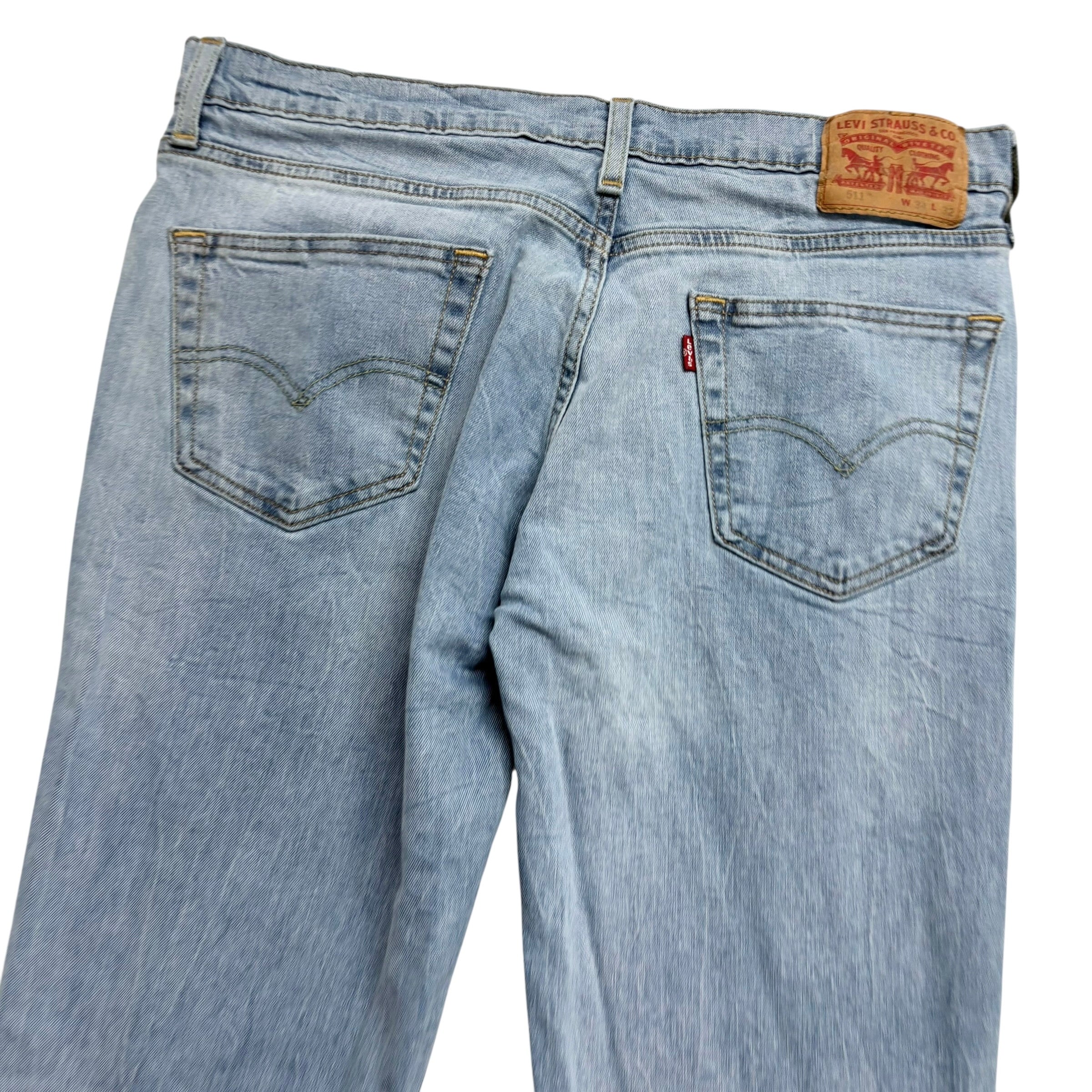 Levis 511 Jeans W34 L31 Mens Light Blue Slim Fit Stretch Denim (E)