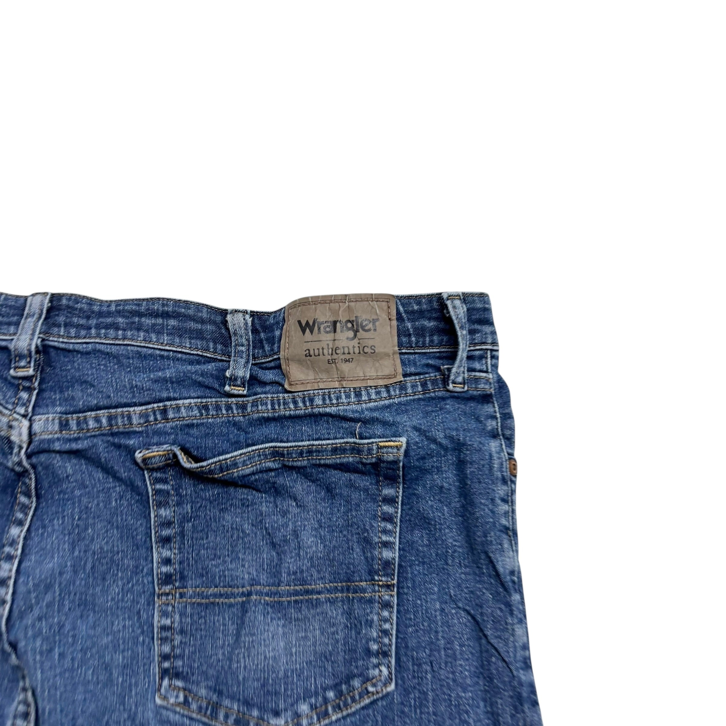 Wrangler Jeans W42 L32 Mens Mid Blue Regular Straight Fit Stretch Denim