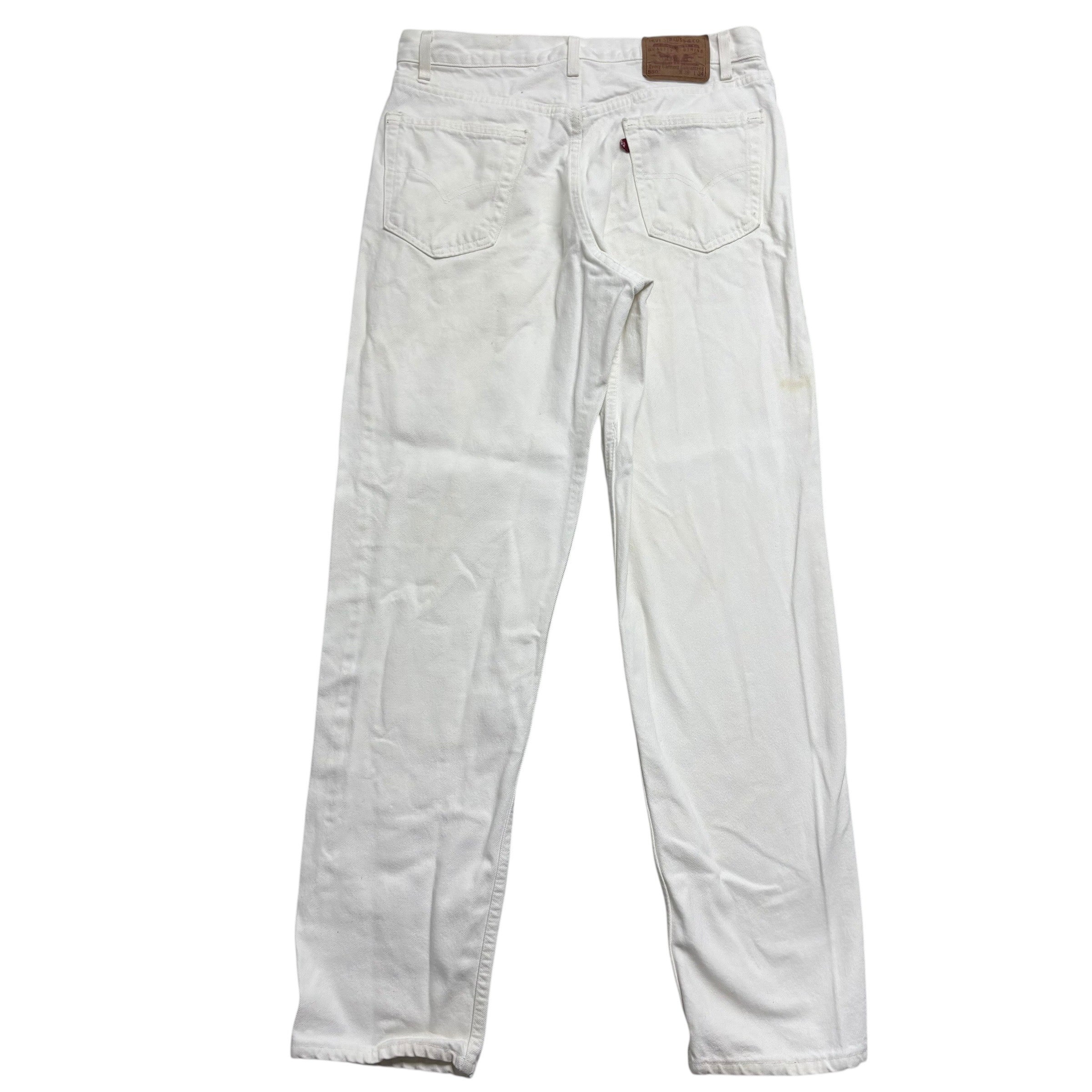 Levis 550 Jeans W36 L34 Mens White Relaxed Straight Vintage Made In USA (F)