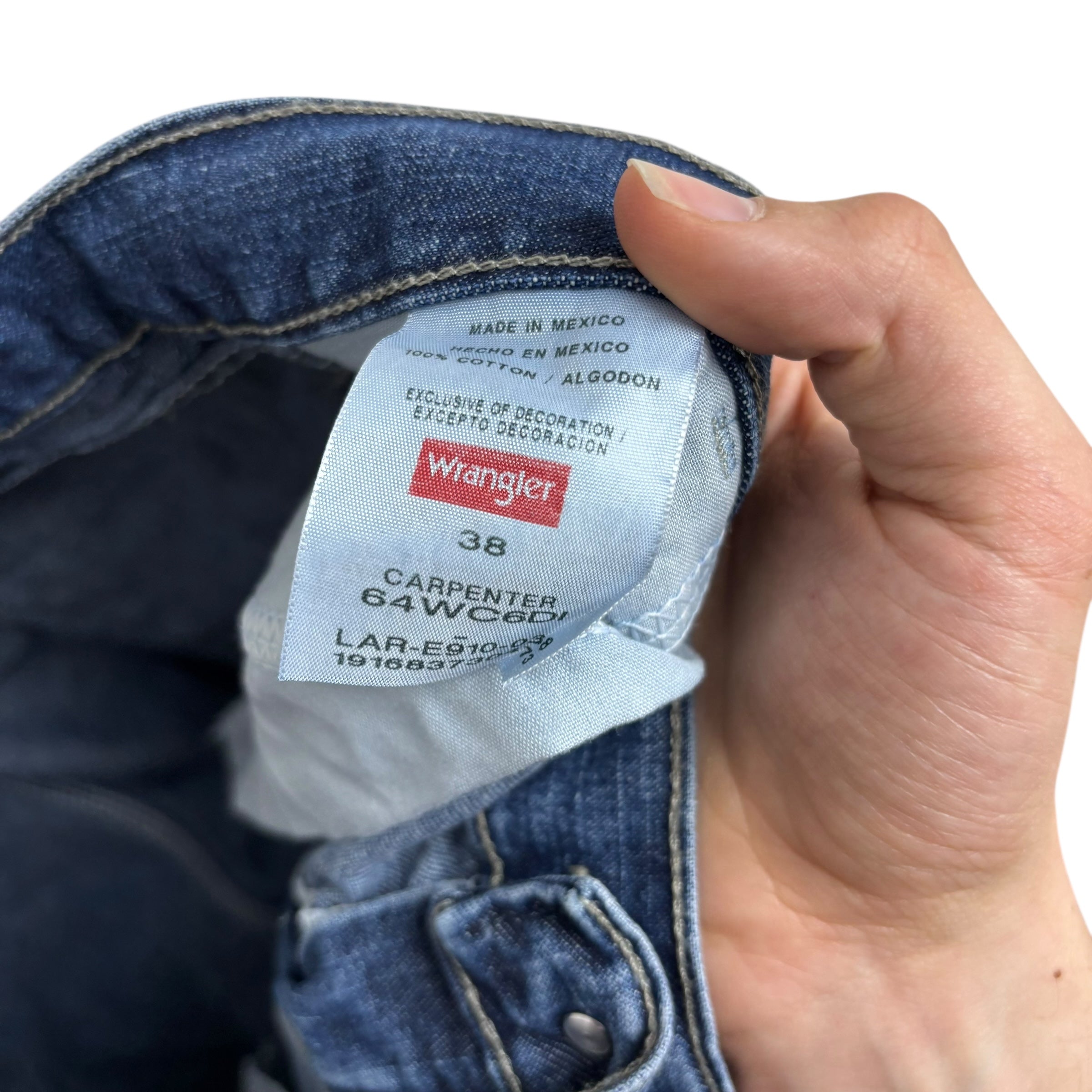 Wrangler Baggy Jorts W38 Mens Dark Blue Denim Shorts Relaxed Carpenter (E)