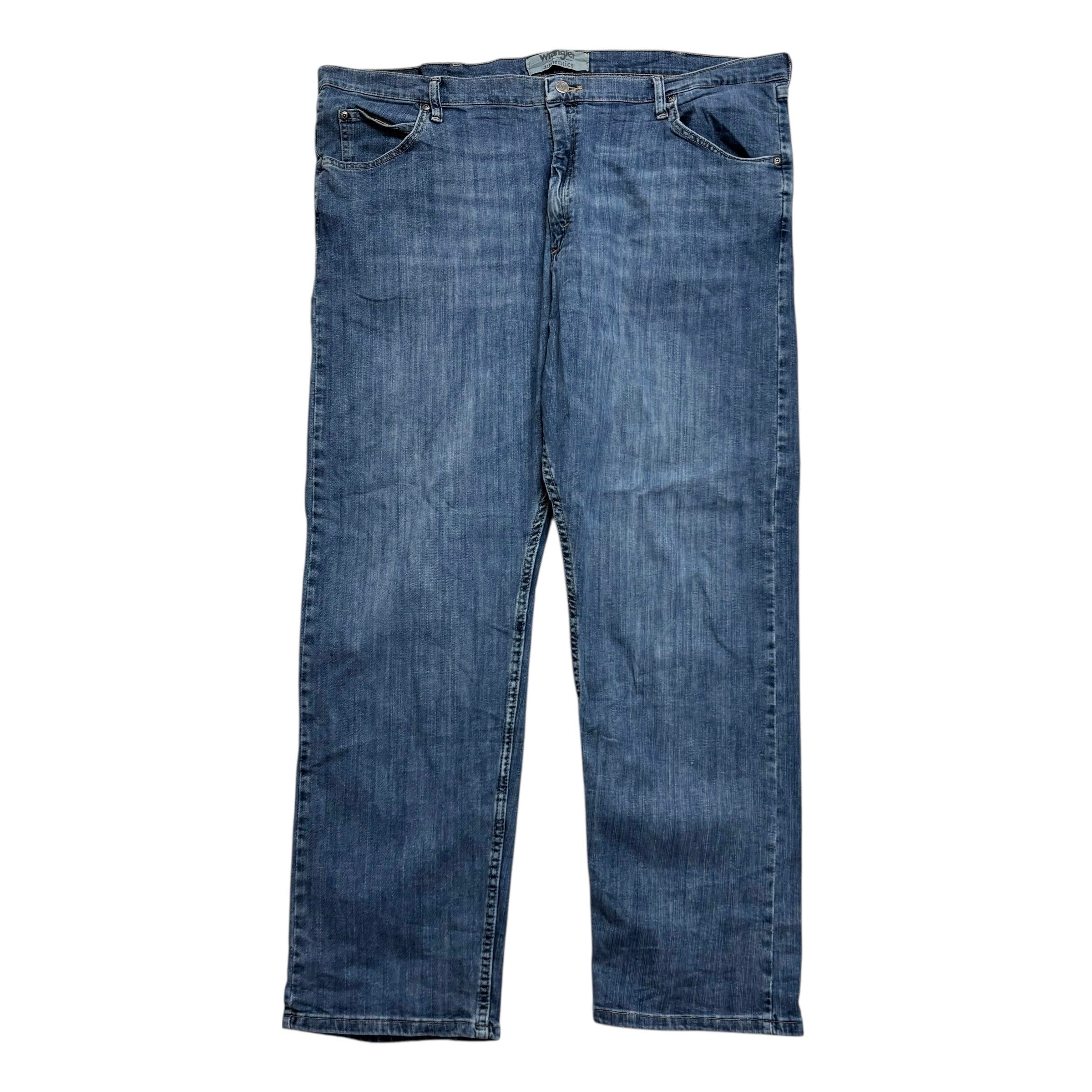 Wrangler Jeans W44 L32 Mens Mid Blue Relaxed Straight Fit Stretch Denim (E)