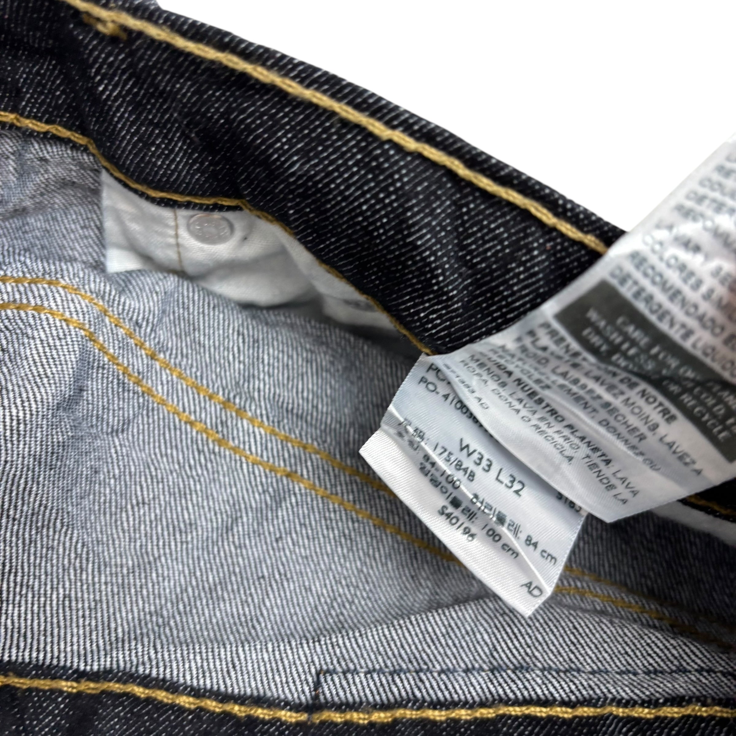 Levis Denizen Jeans W33 L32 Mens Dark Blue Regular Straight Stretch Denim (E)