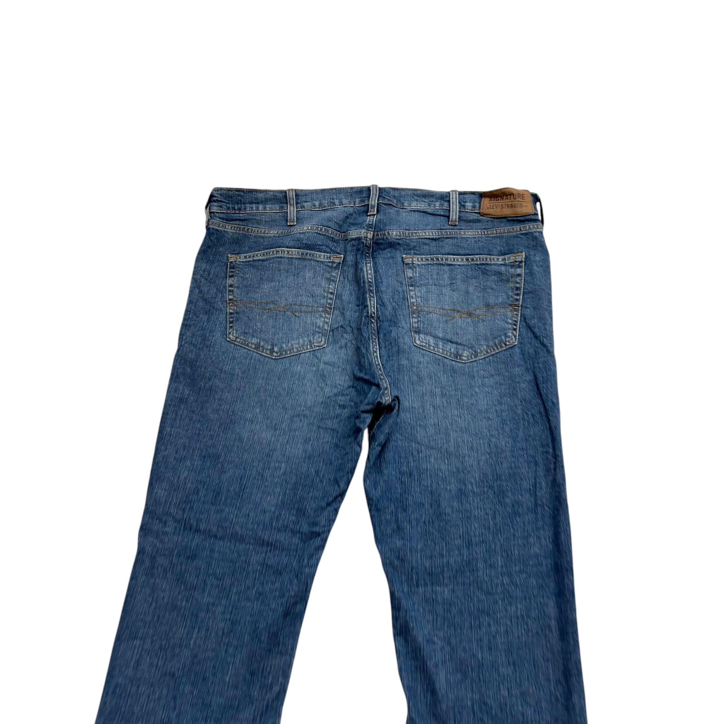 Levis Signature Jeans W38 L30 Mens Mid Blue Regular Bootcut Fit Stretch