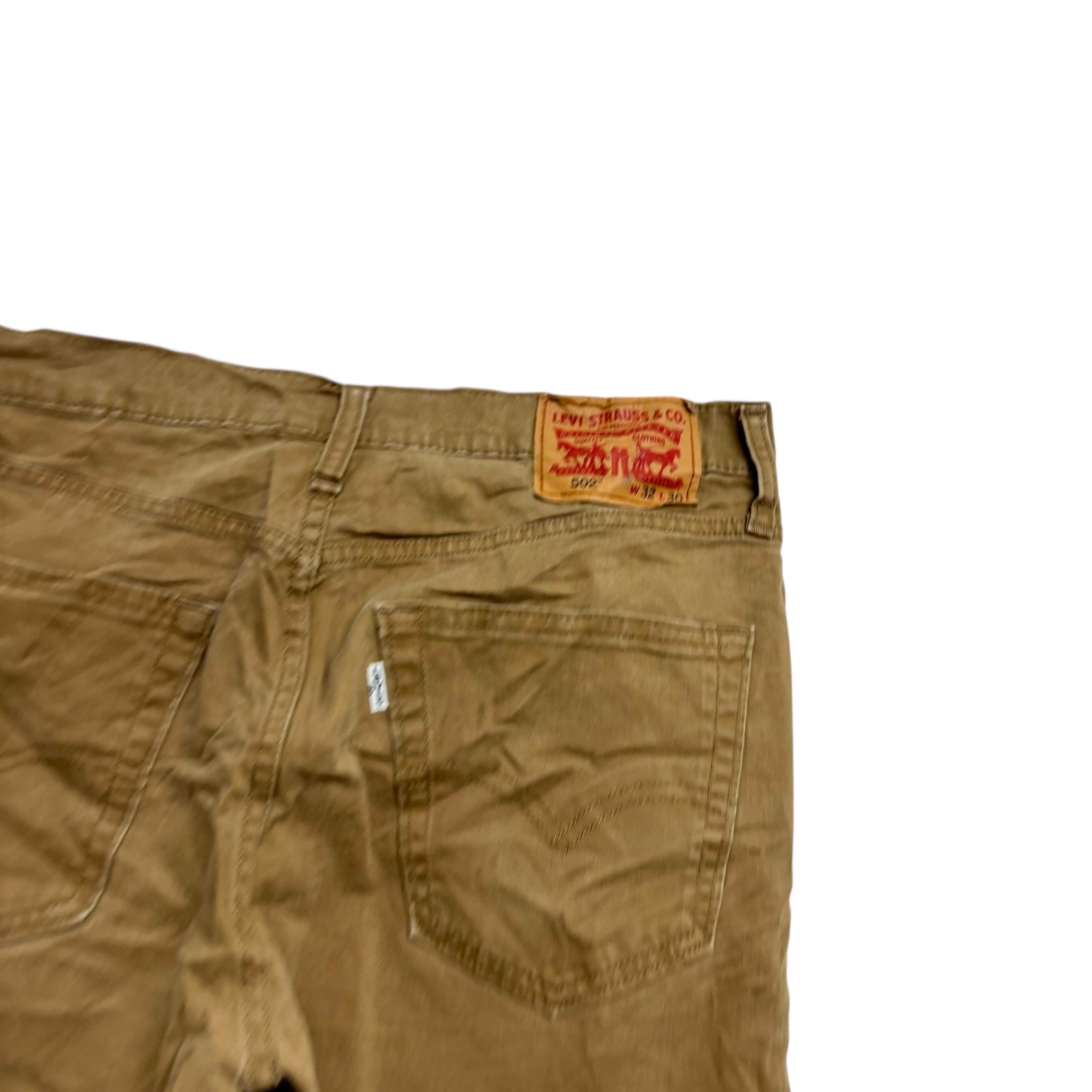 Levis 502 Trousers W32 L28 Mens Beige Regular Tapered Fit Stretch Pants (E)