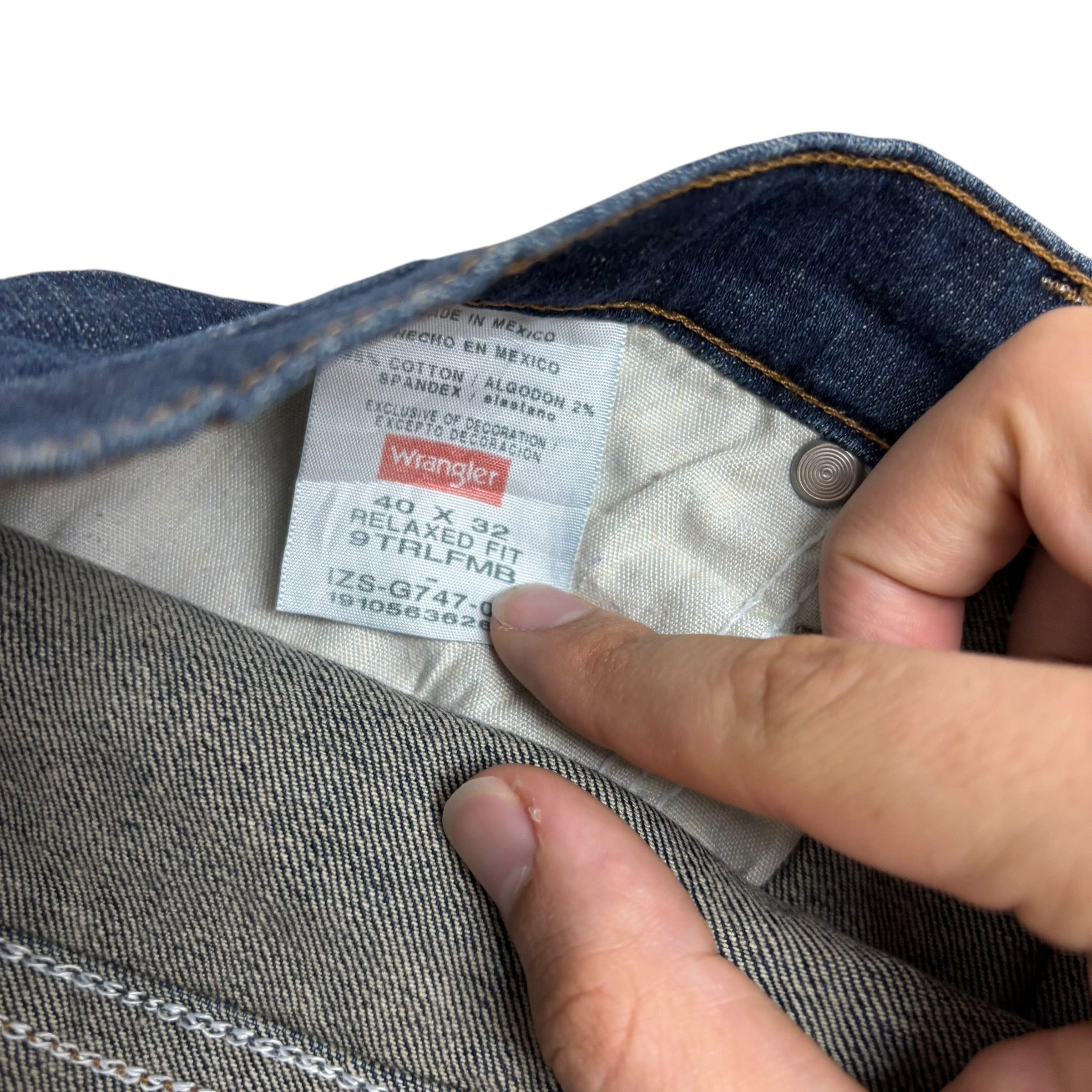 Wrangler Jeans W40 L33 Mens Dark Blue Regular Straight Fit Stretch Denim