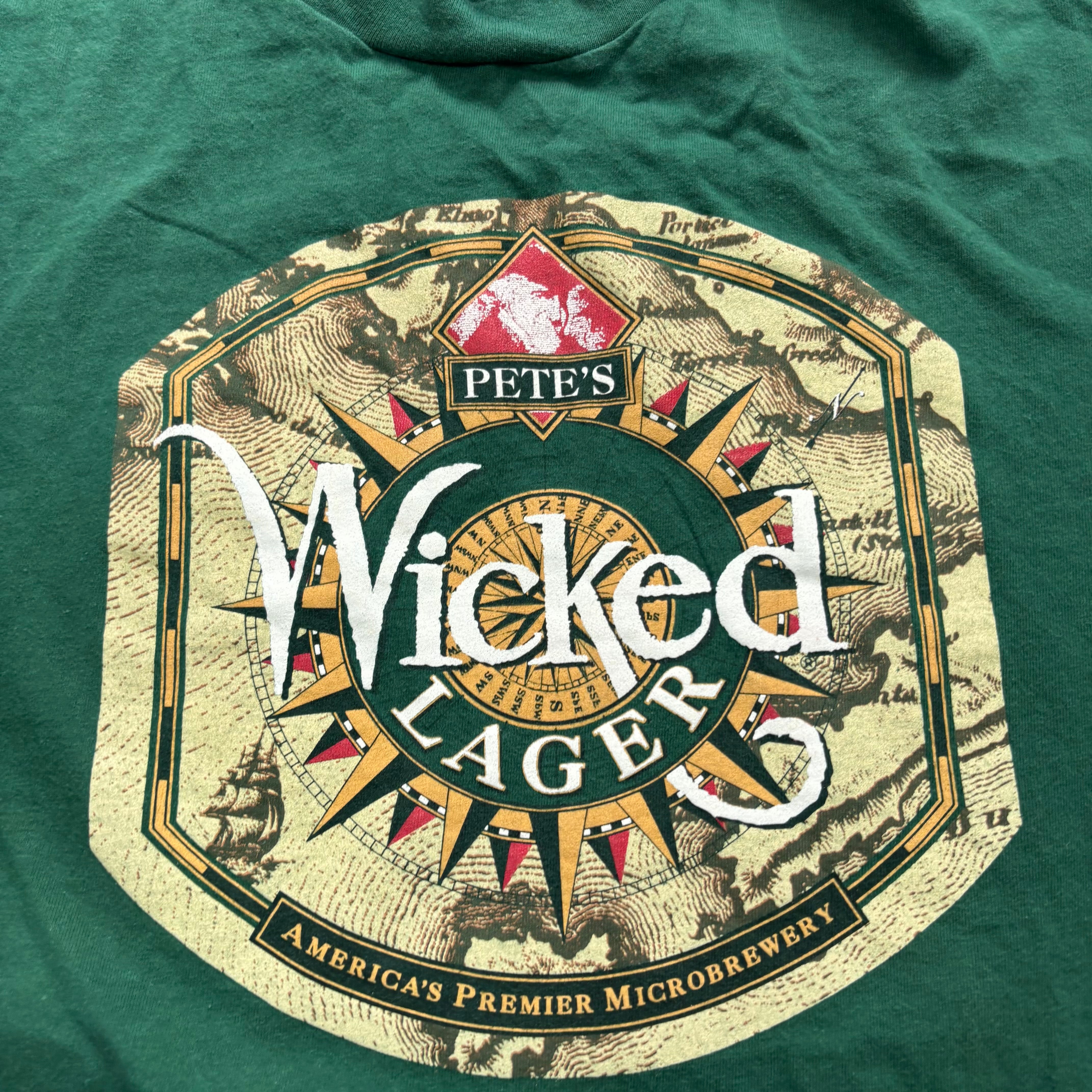 Vintage T Shirt Mens XL Green Single Stitch Graphic Print 90s USA Beer (E)