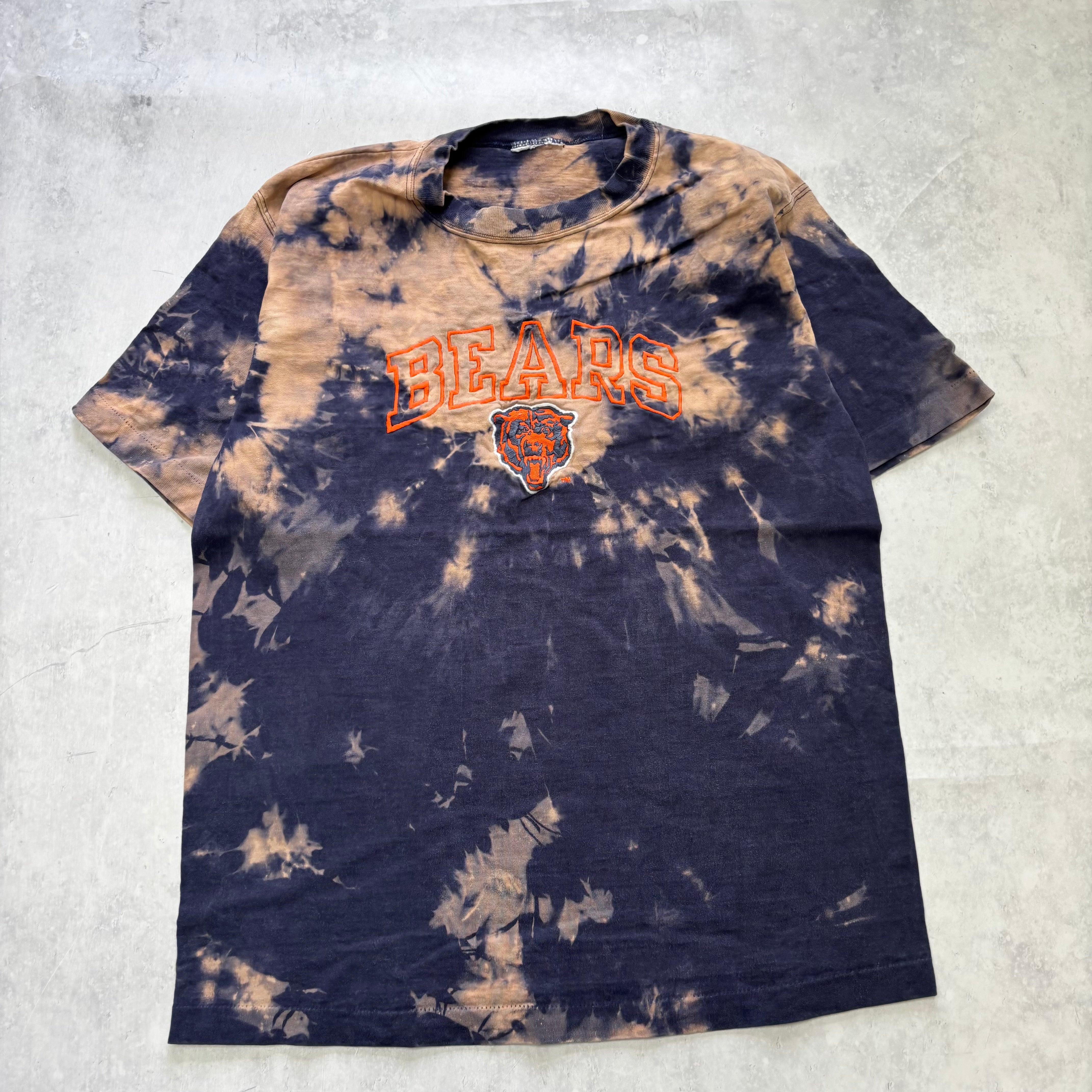 Vintage T Shirt Mens Large Tie Die Single Stitch Graphic Print 90s NFL Bears (E)