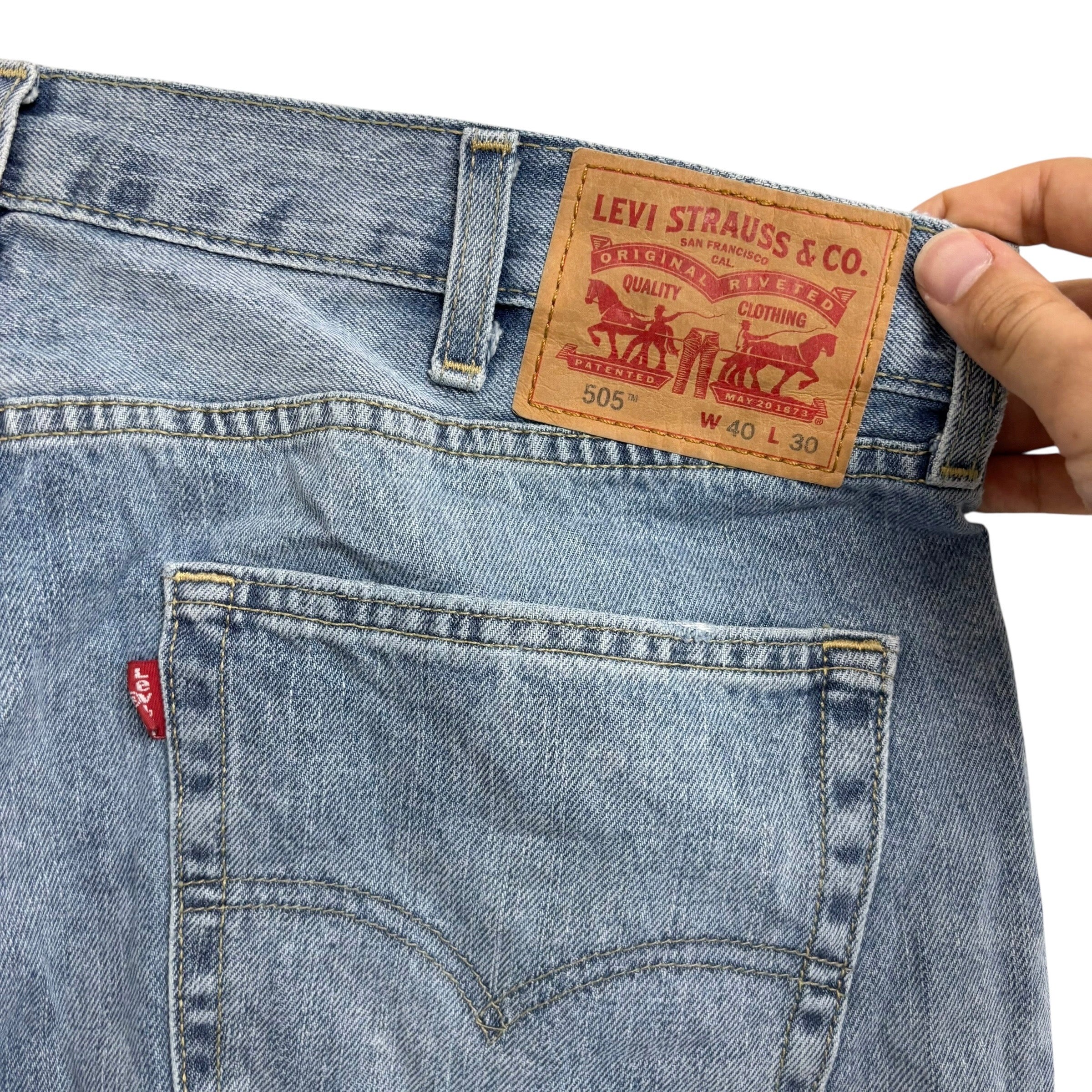 Levis 505 Jeans W38 L29 Mens Light Blue Regular Straight Fit Denim