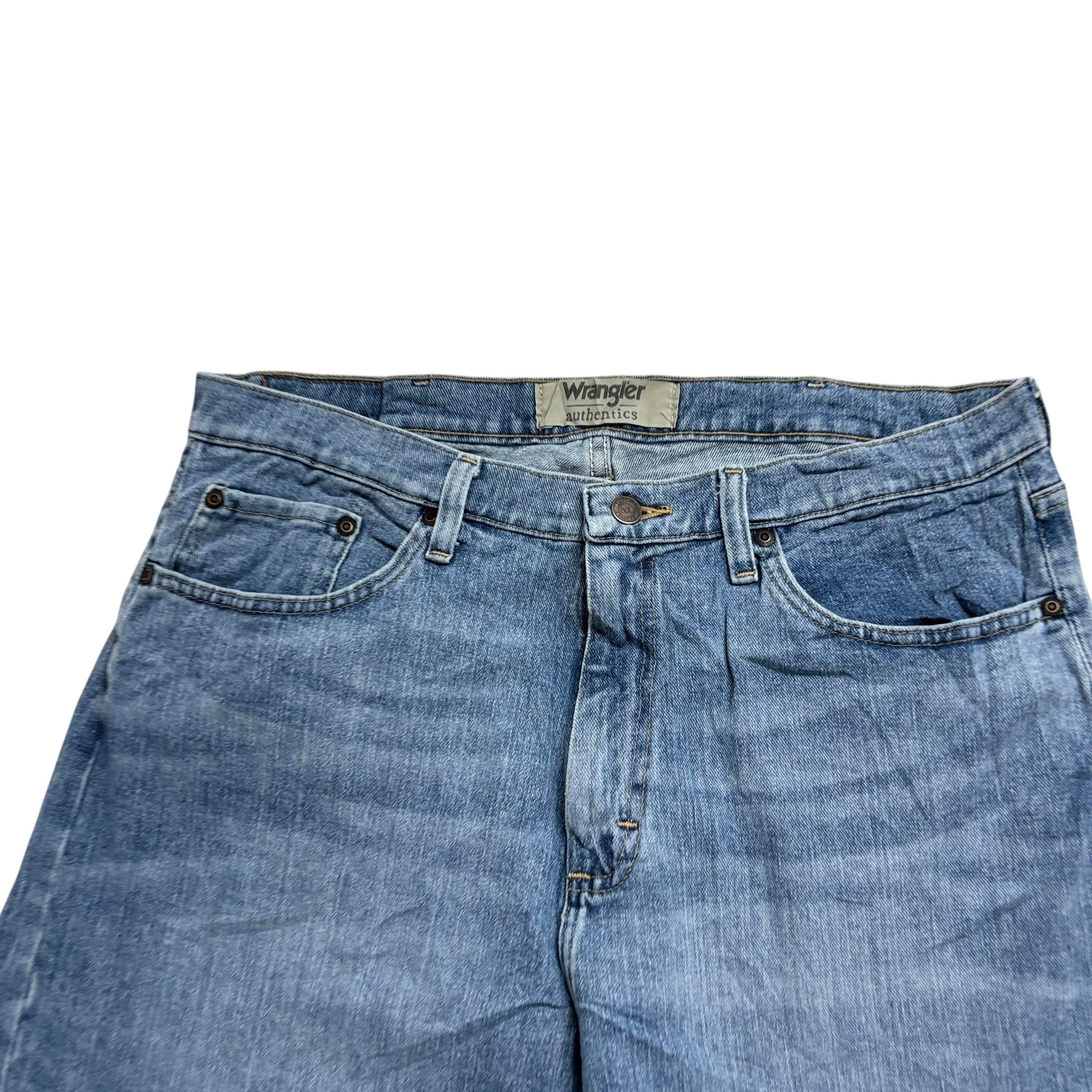 Wrangler Jorts W34 Mens Denim Shorts Mid Blue Regular Fit Stretch (E)
