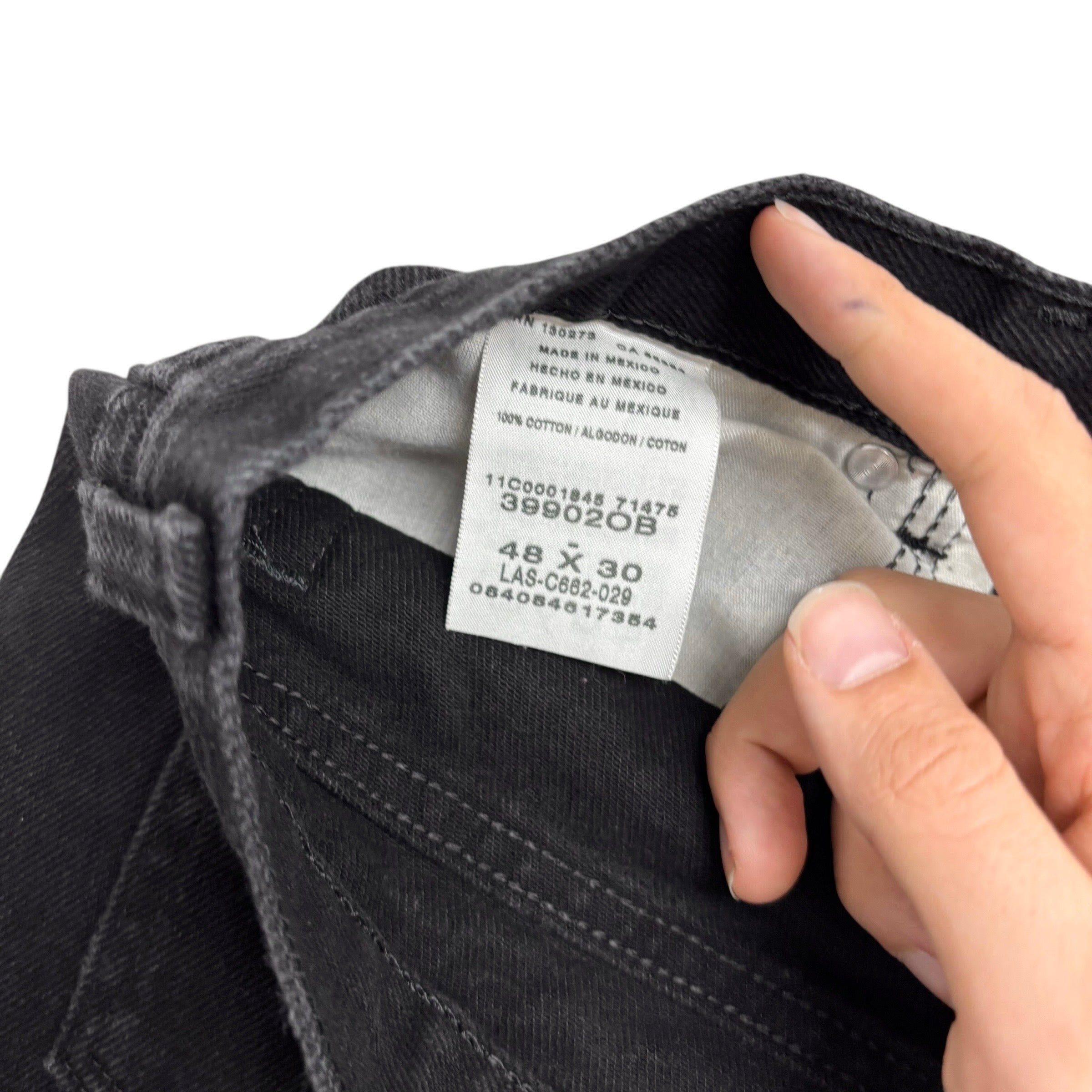 Wrangler Jeans W46 L30 Mens Black Relaxed Tapered Fit Vintage Denim (E)