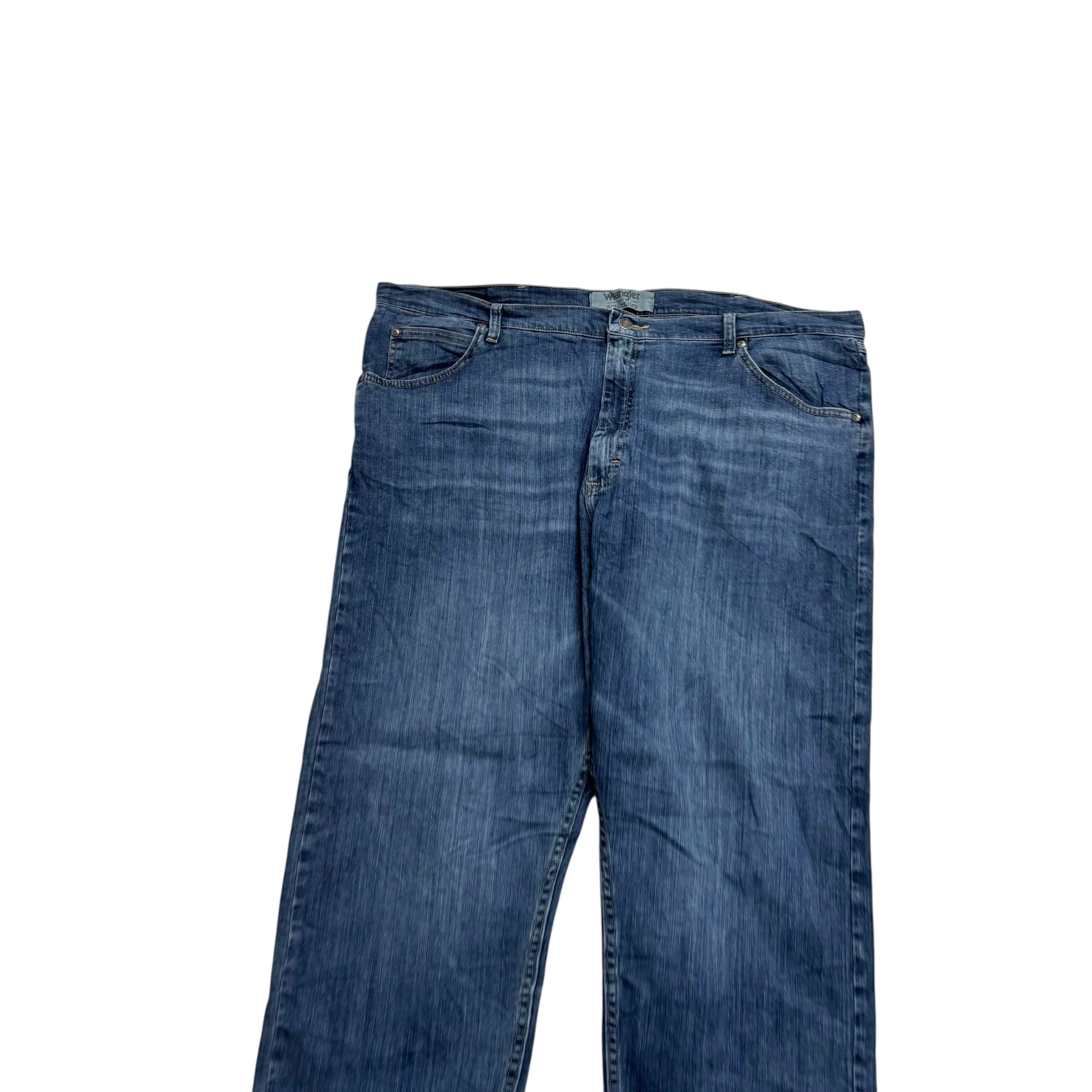 Wrangler Jeans W42 L30 Mens Dark Blue Relaxed Straight Fit Stretch Denim (E)
