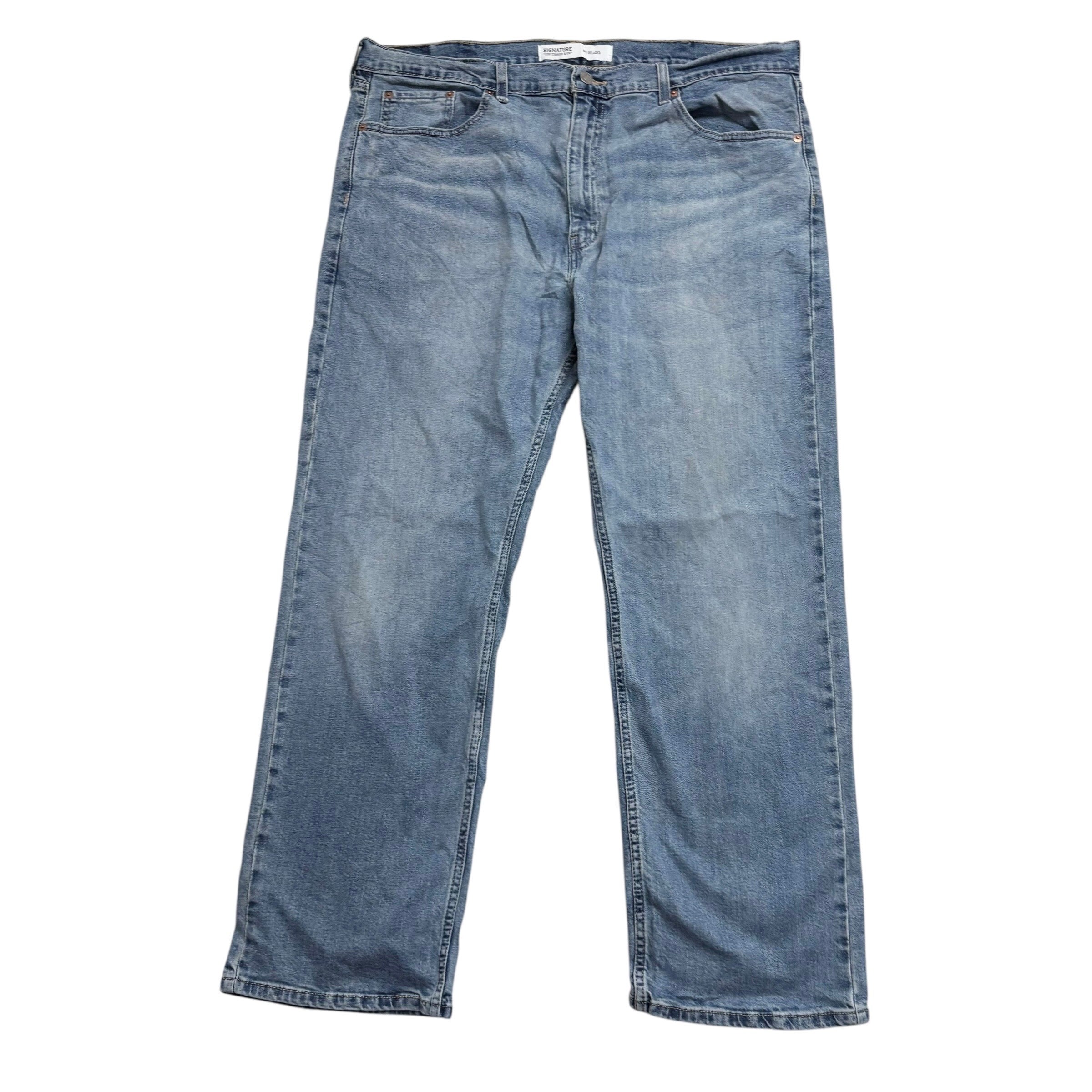 Levis Signature Jeans W40 L32 Mens Light Blue Relaxed Straight Stretch Denim (E)