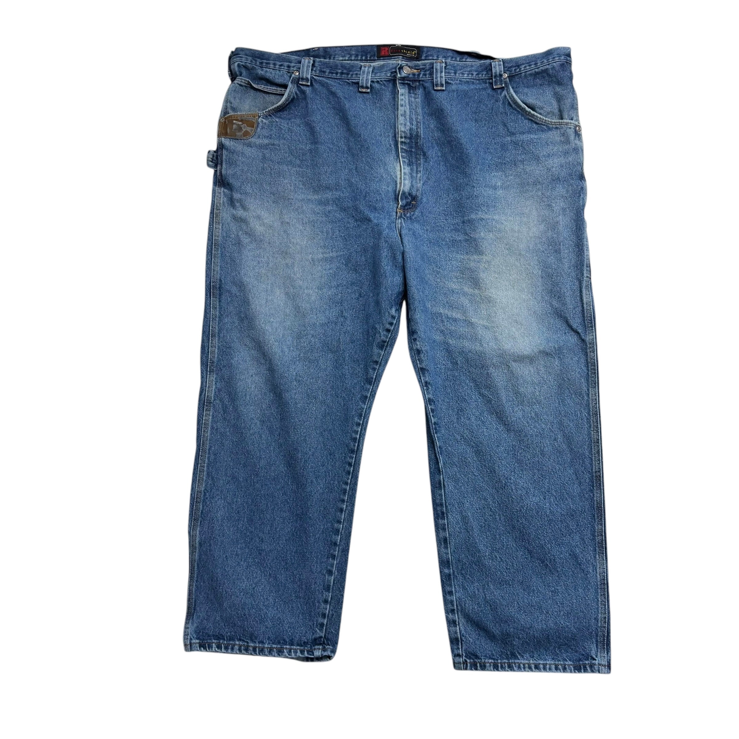 Wrangler Carpenter Jeans W52 L30 Mens Mid Blue Relaxed Straight Fit Denim (F)