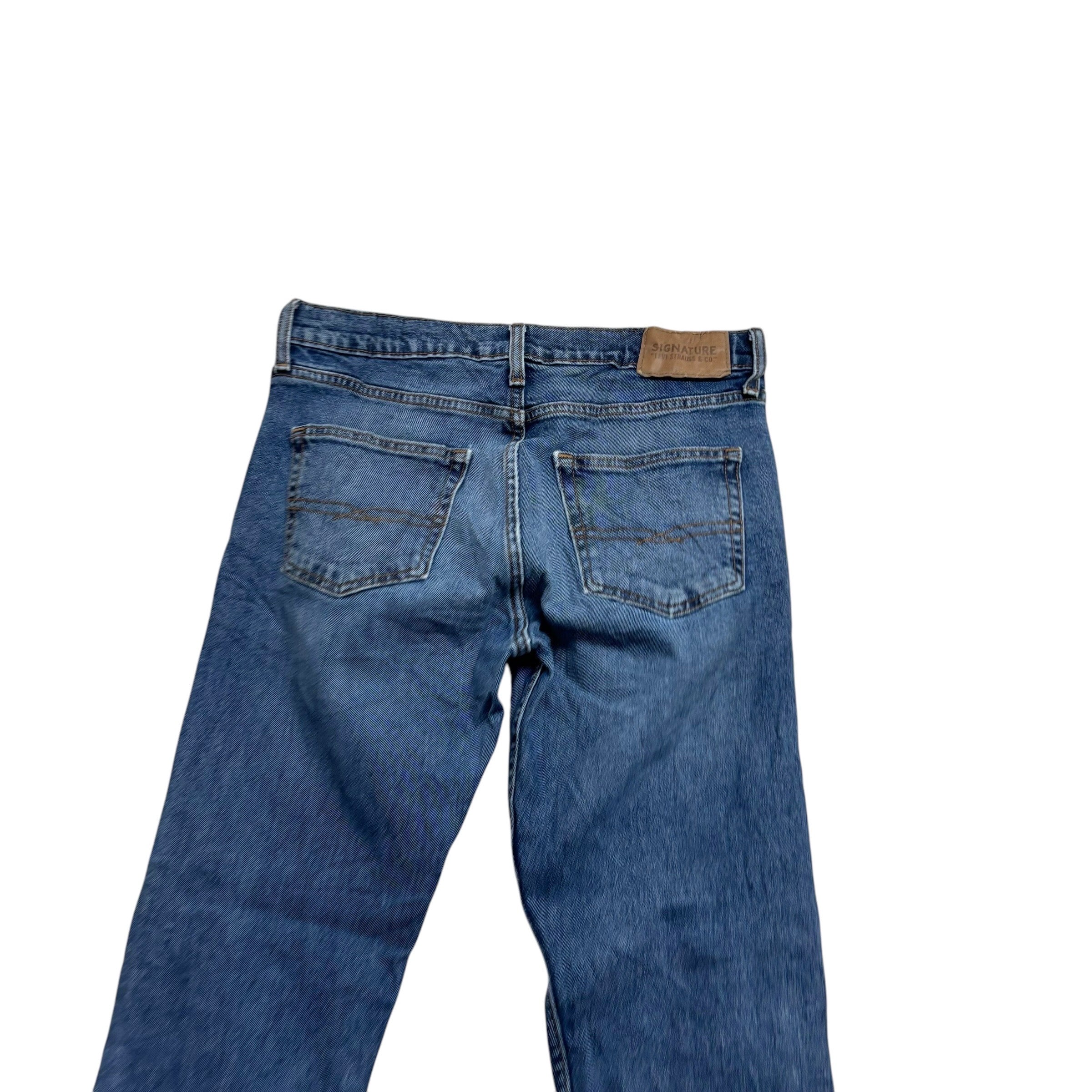 Levis Signature Jeans W30 L32 Mens Mid Blue Regular Tapered Fit Stretch Denim