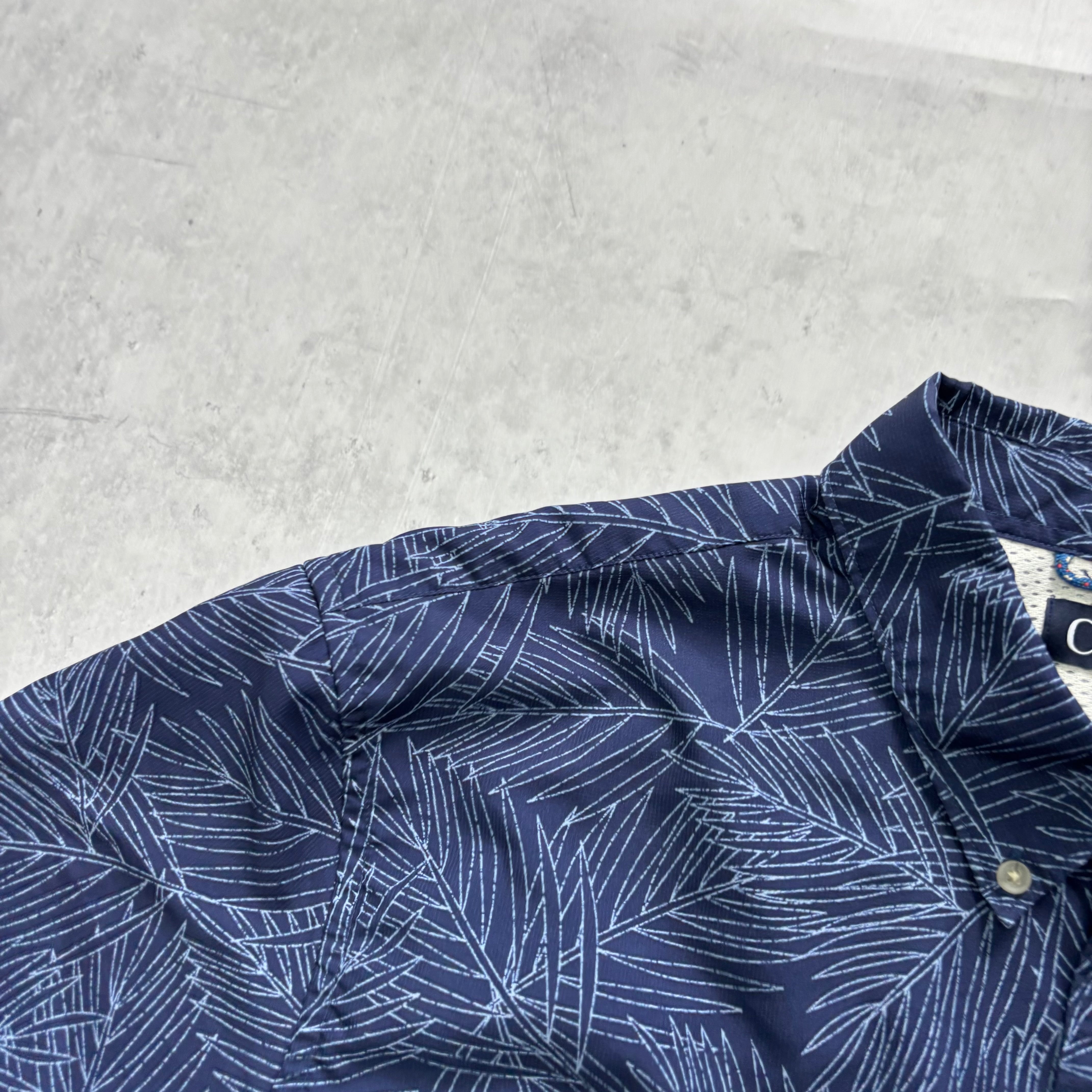 Chaps Shirt Mens XXL Blue Floral Short Sleeve Lightweight Polyester (E)