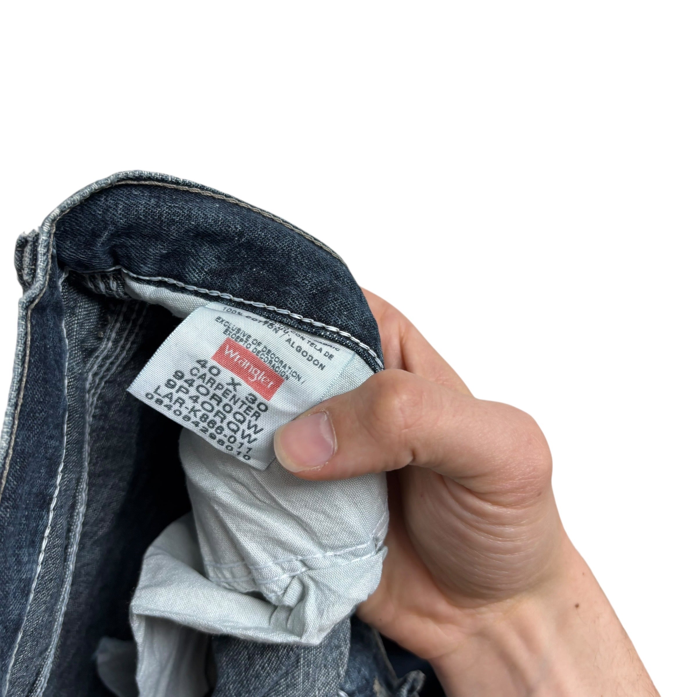 Wrangler Carpenter Jeans W40 L27 Mens Dark Blue Relaxed Straight Fit Denim