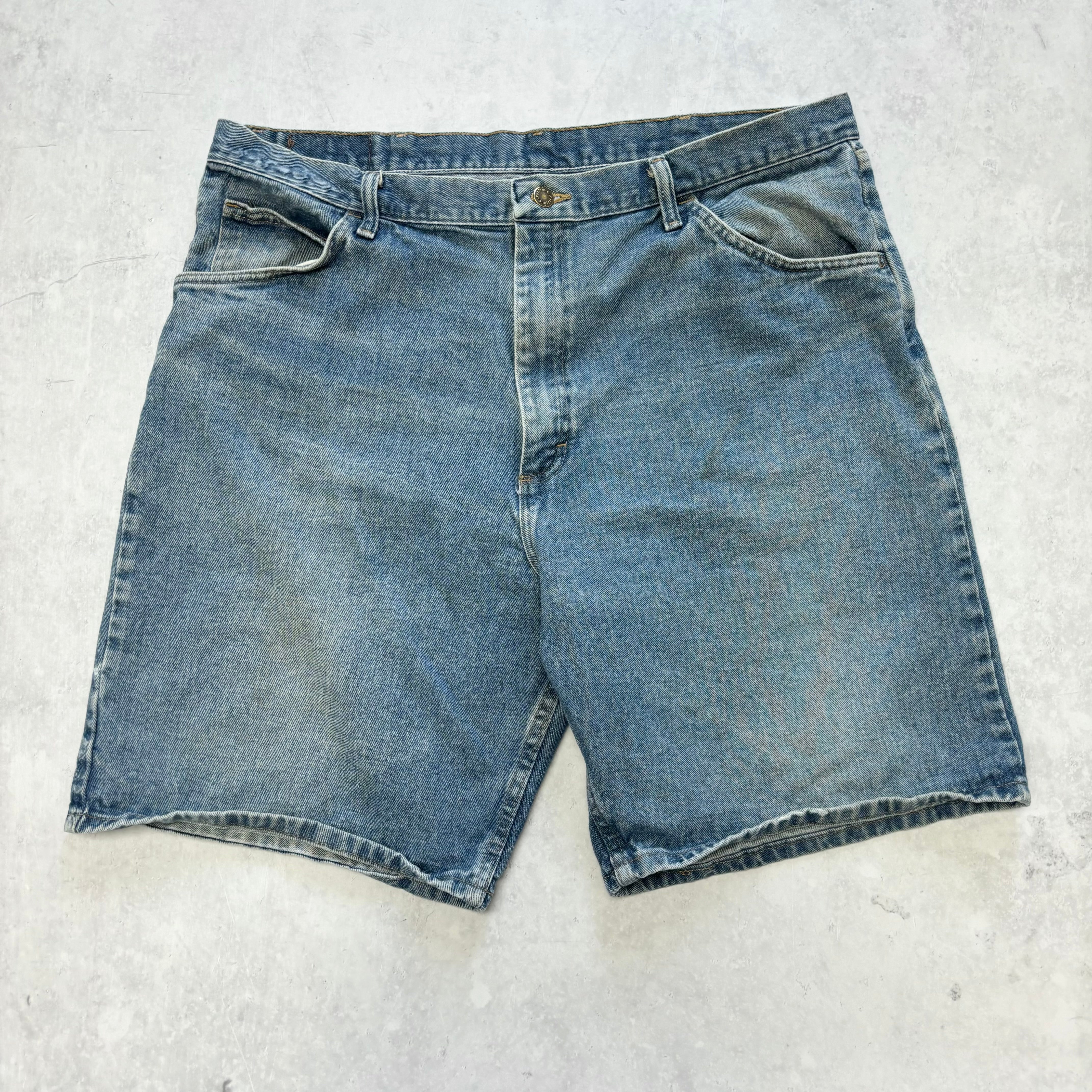 Vintage Wrangler Jorts W40 Mens Denim Shorts Mid Blue Baggy Relaxed Fit