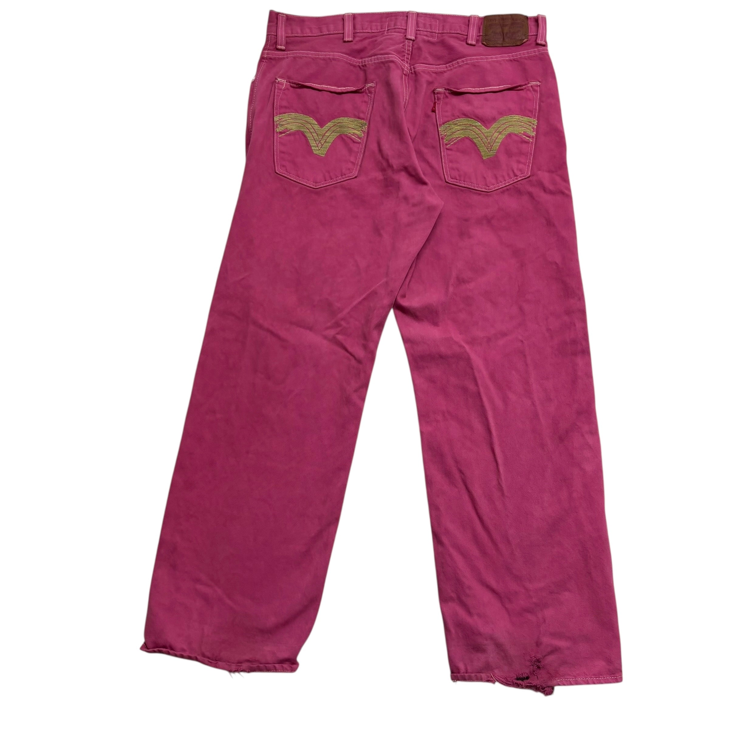 Levis 569 Jeans W38 L32 Mens Pink Baggy Relaxed Straight Fit Vintage Denim (F)