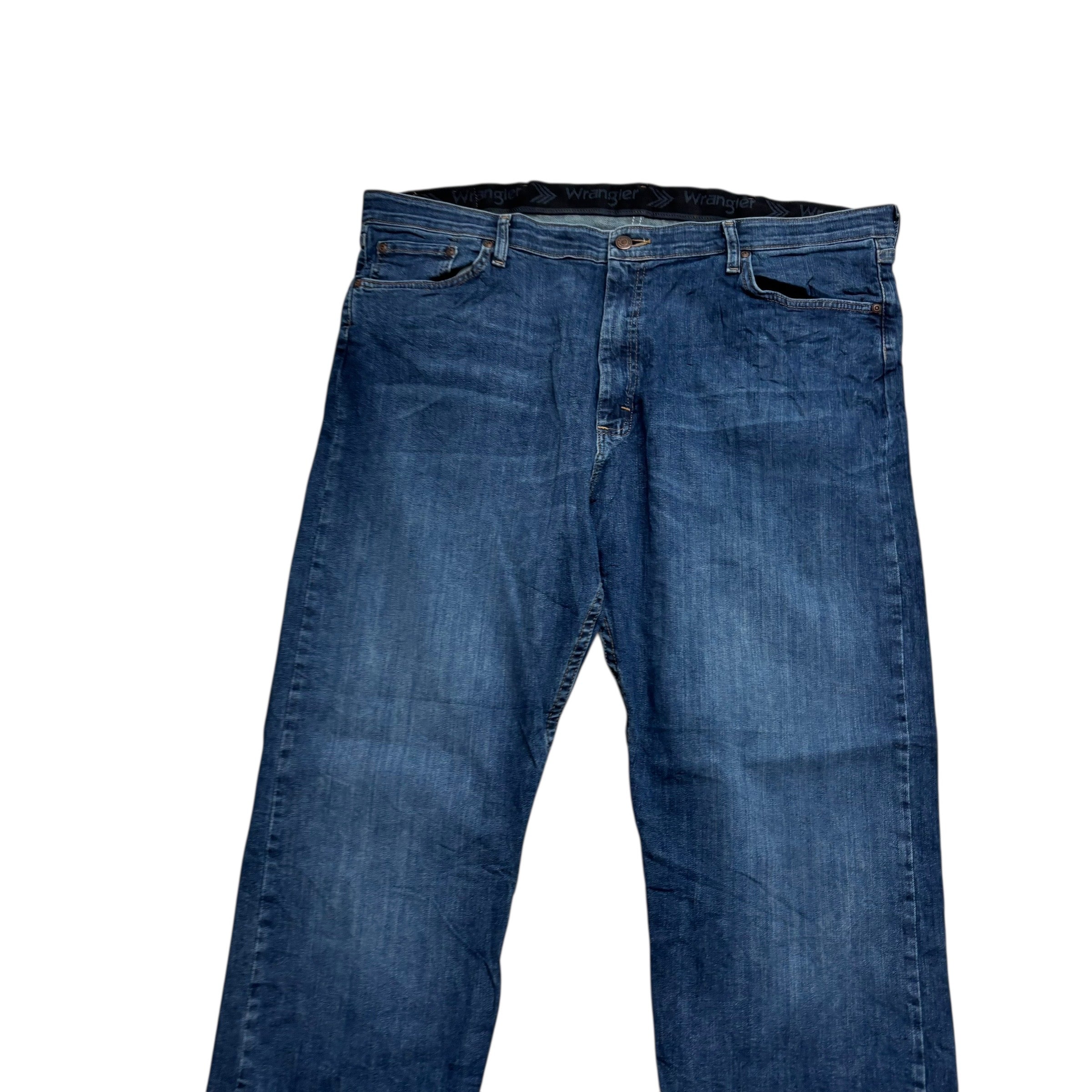Wrangler Jeans W42 L30 Mens Dark Blue Relaxed Straight Fit Stretch Denim (E)