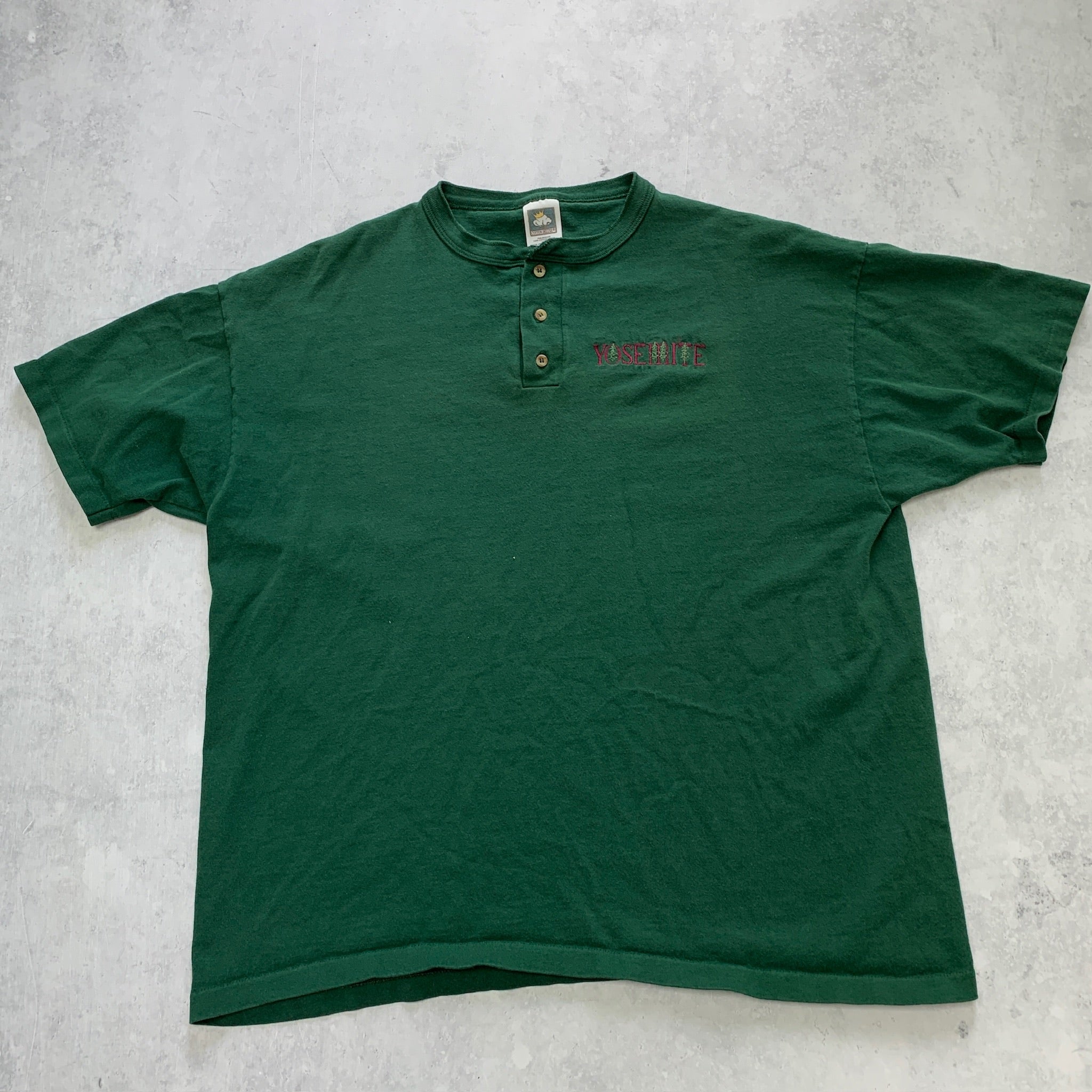 Vintage T Shirt Mens XL Green Single Stitch Graphic Print 90s Tourist Polo