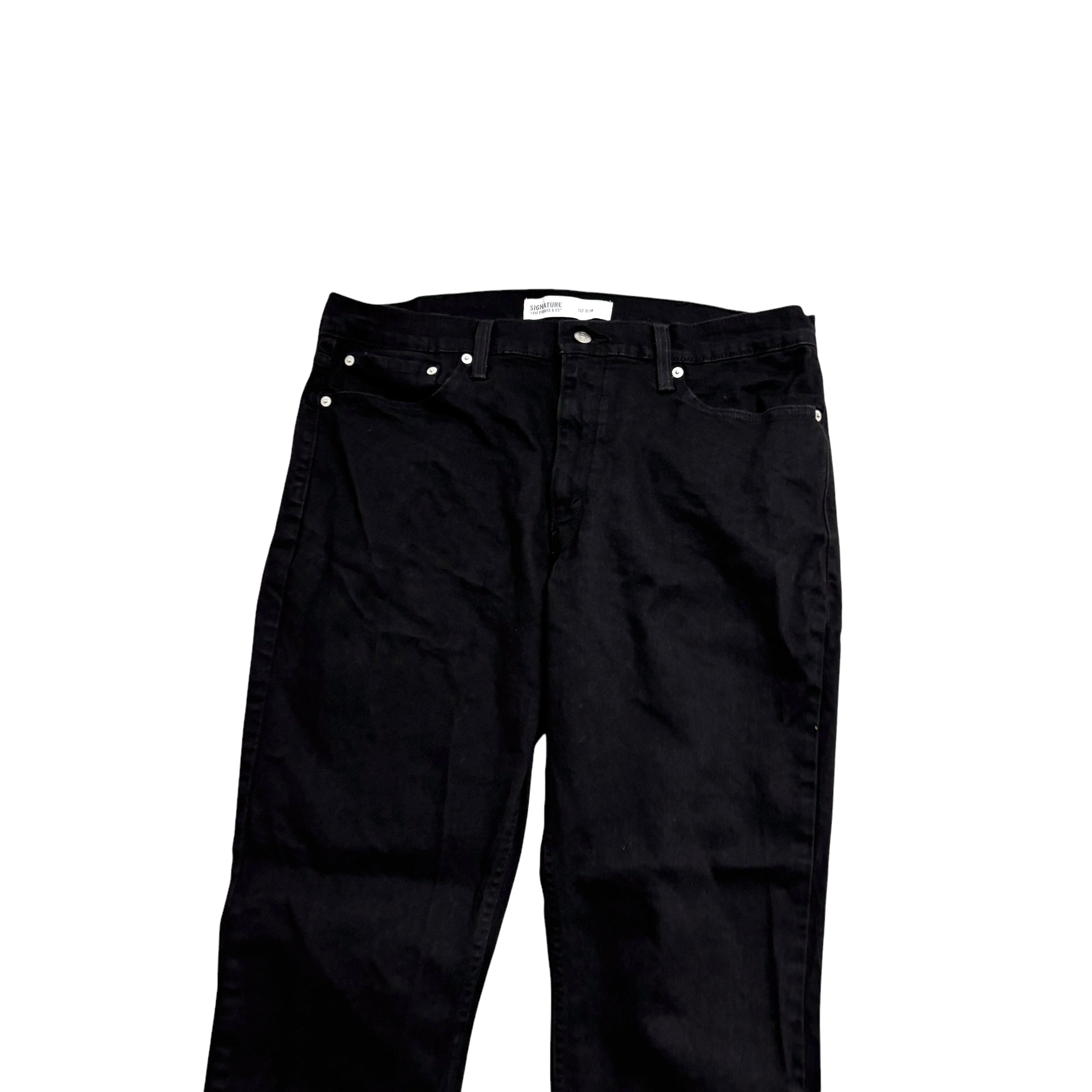 Levis Signature Jeans W38 L30 Mens Black Slim Fit Stretch Denim (E)