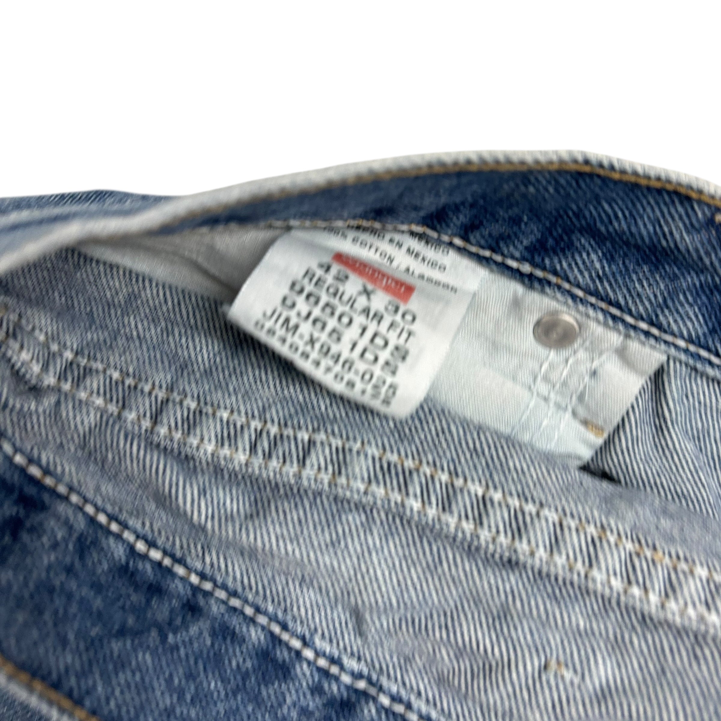 Wrangler Jeans W40 L30 Mens Mid Blue Regular Straight Fit Denim (F)