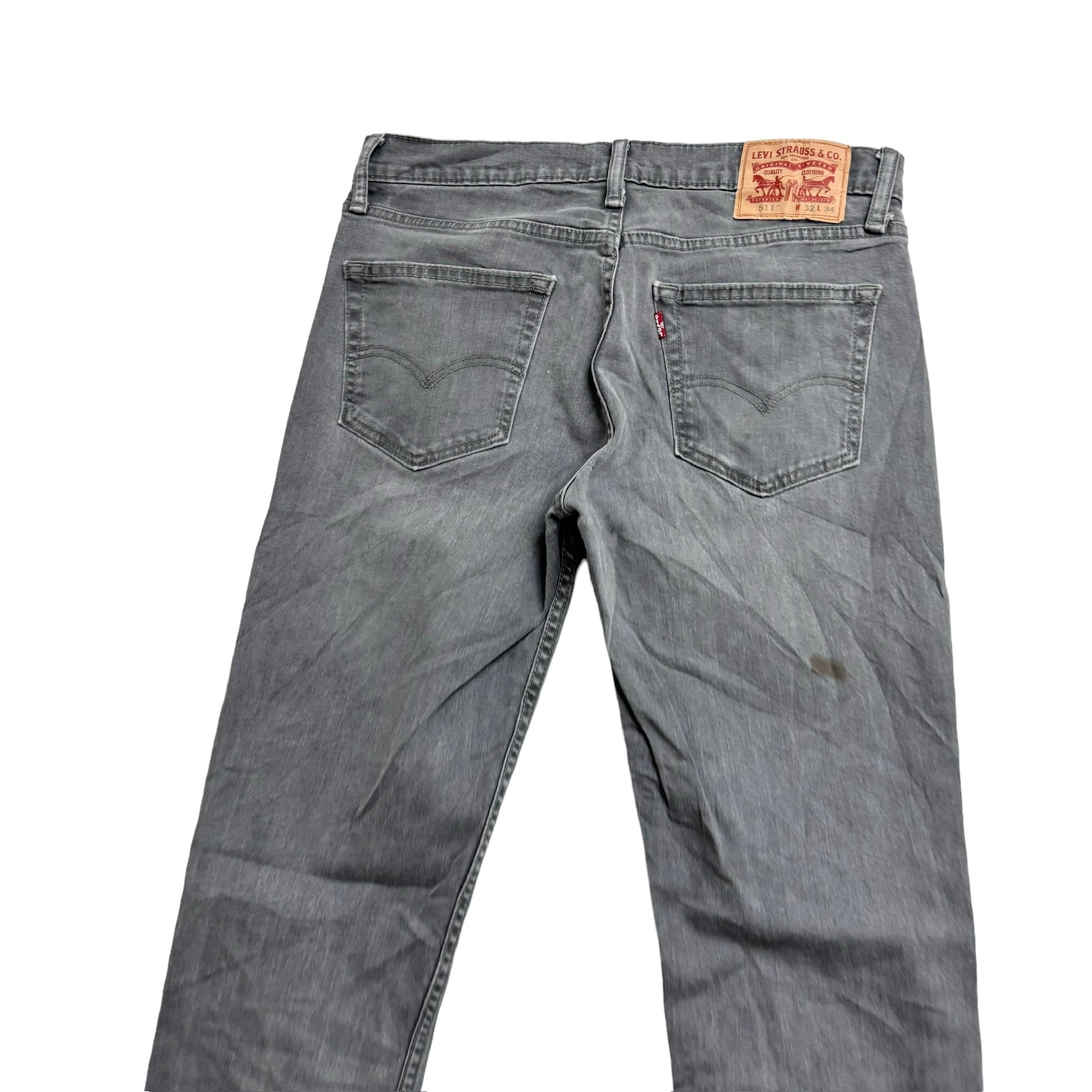 Levis 511 Jeans W32 L34 Mens Grey Slim Fit Stretch Denim