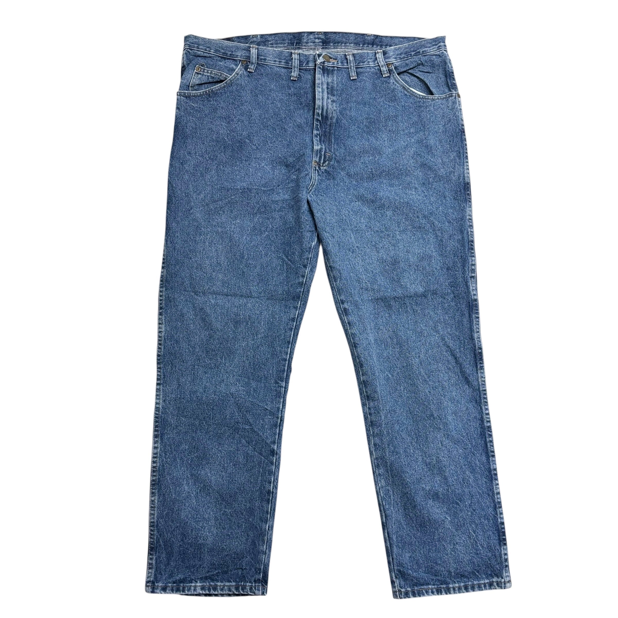 Wrangler Jeans W44 L32 Mens Mid Blue Regular Straight Fit Denim (E)