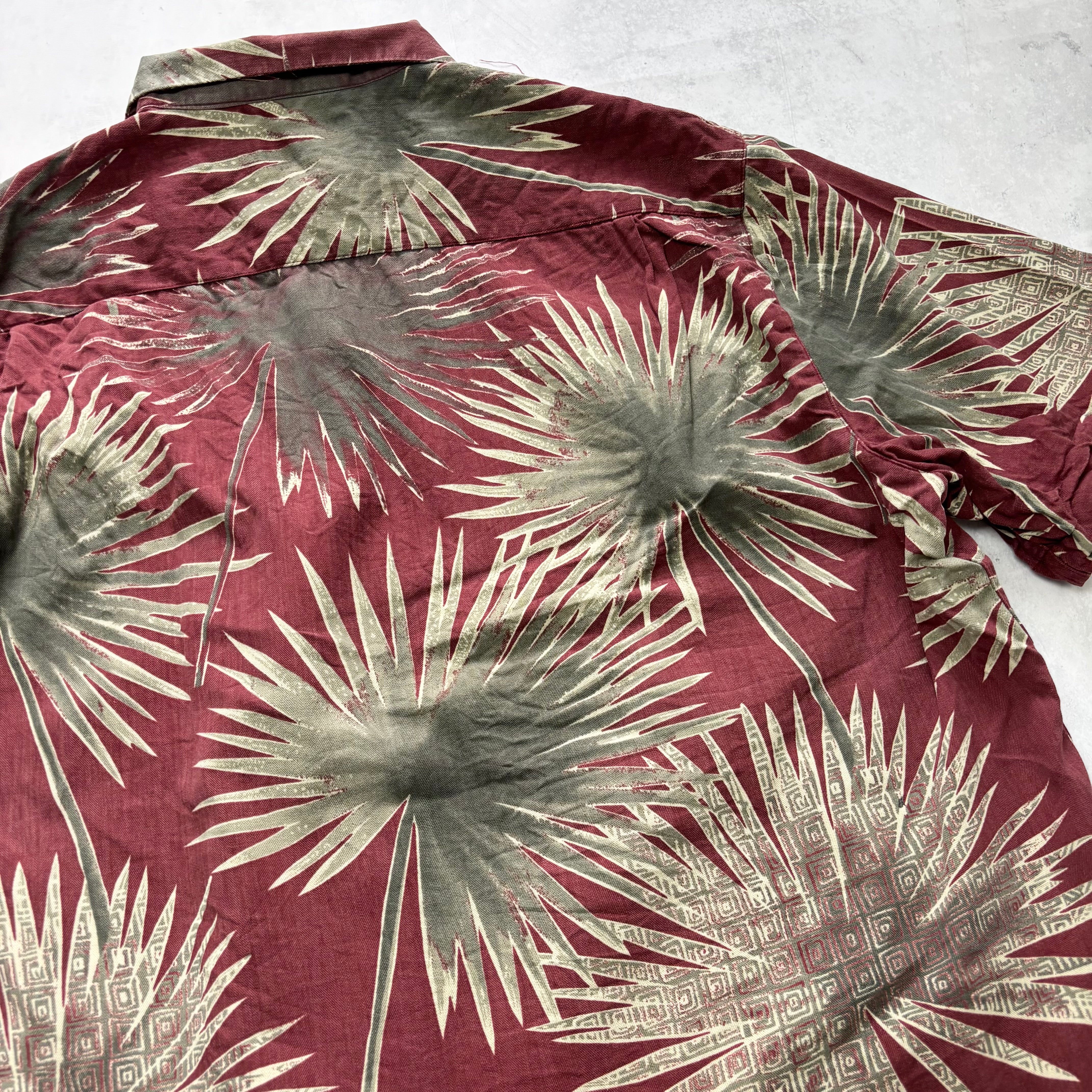 Vintage Hawaiian Shirt Mens XL Red Floral Aloha Short Sleeve Silk (E)