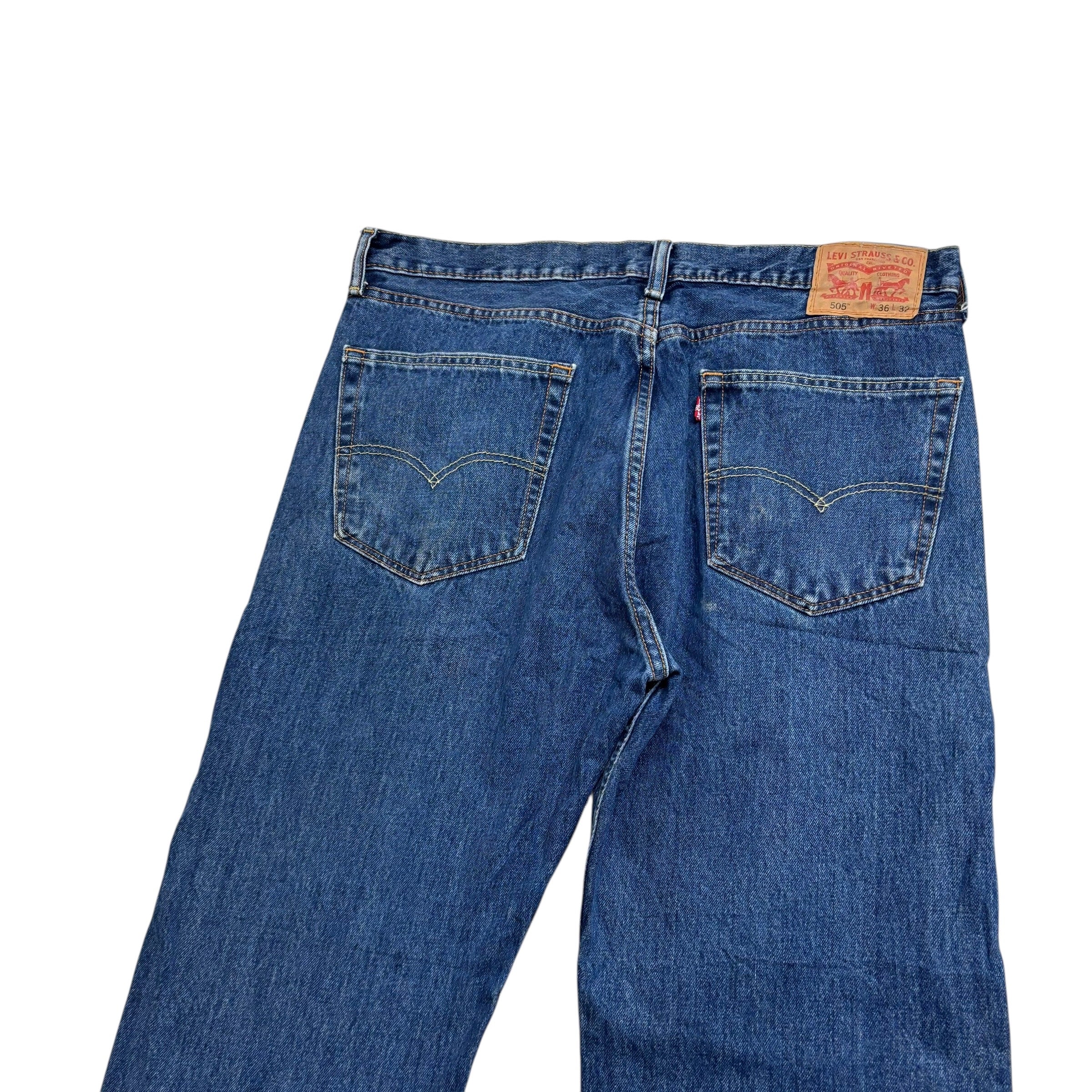 Levis 505 Jeans W36 L32 Mens Mid Blue Regular Straight Fit Denim