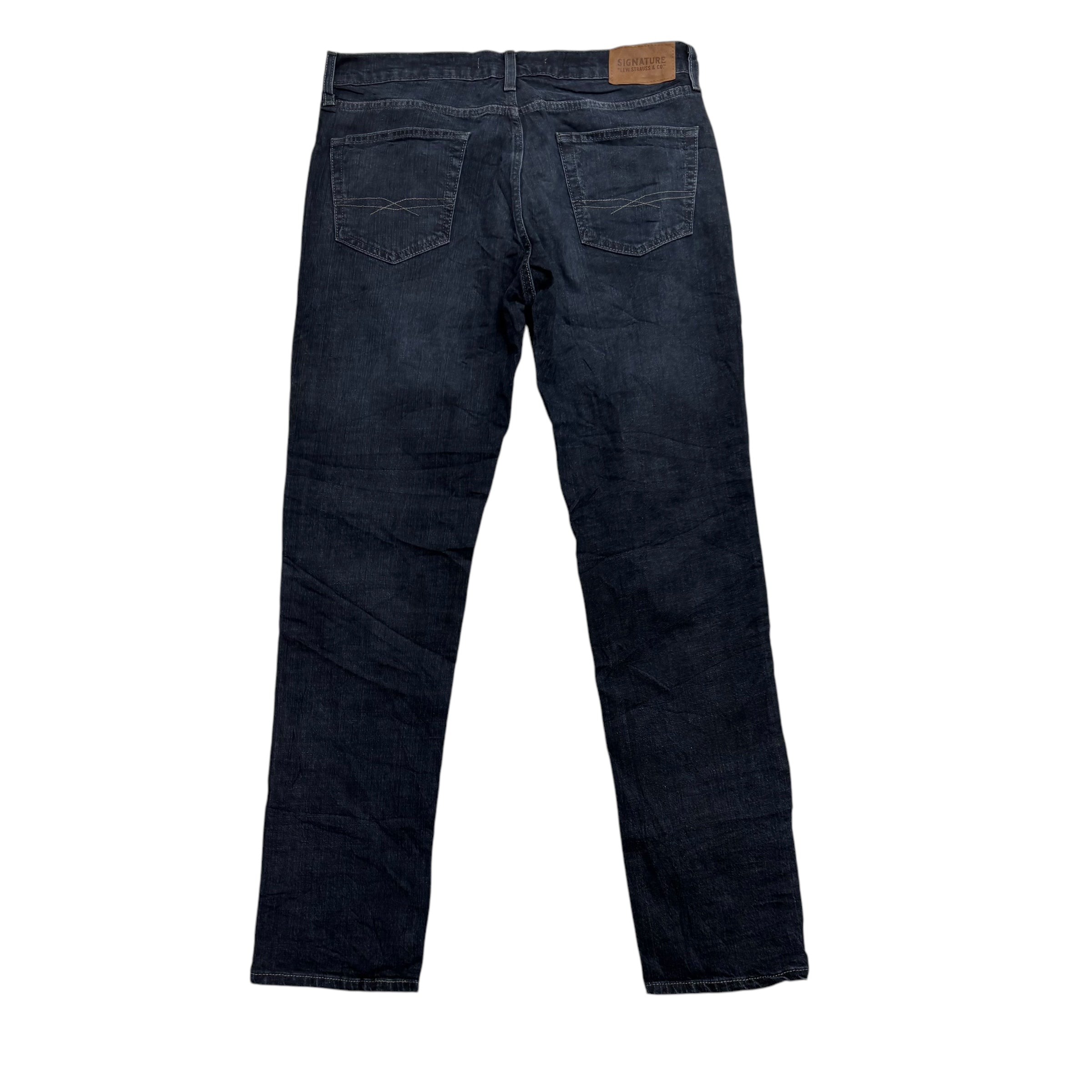 Levis Signature Jeans W34 L32 Mens Dark Blue Slim Fit Stretch Denim (E)