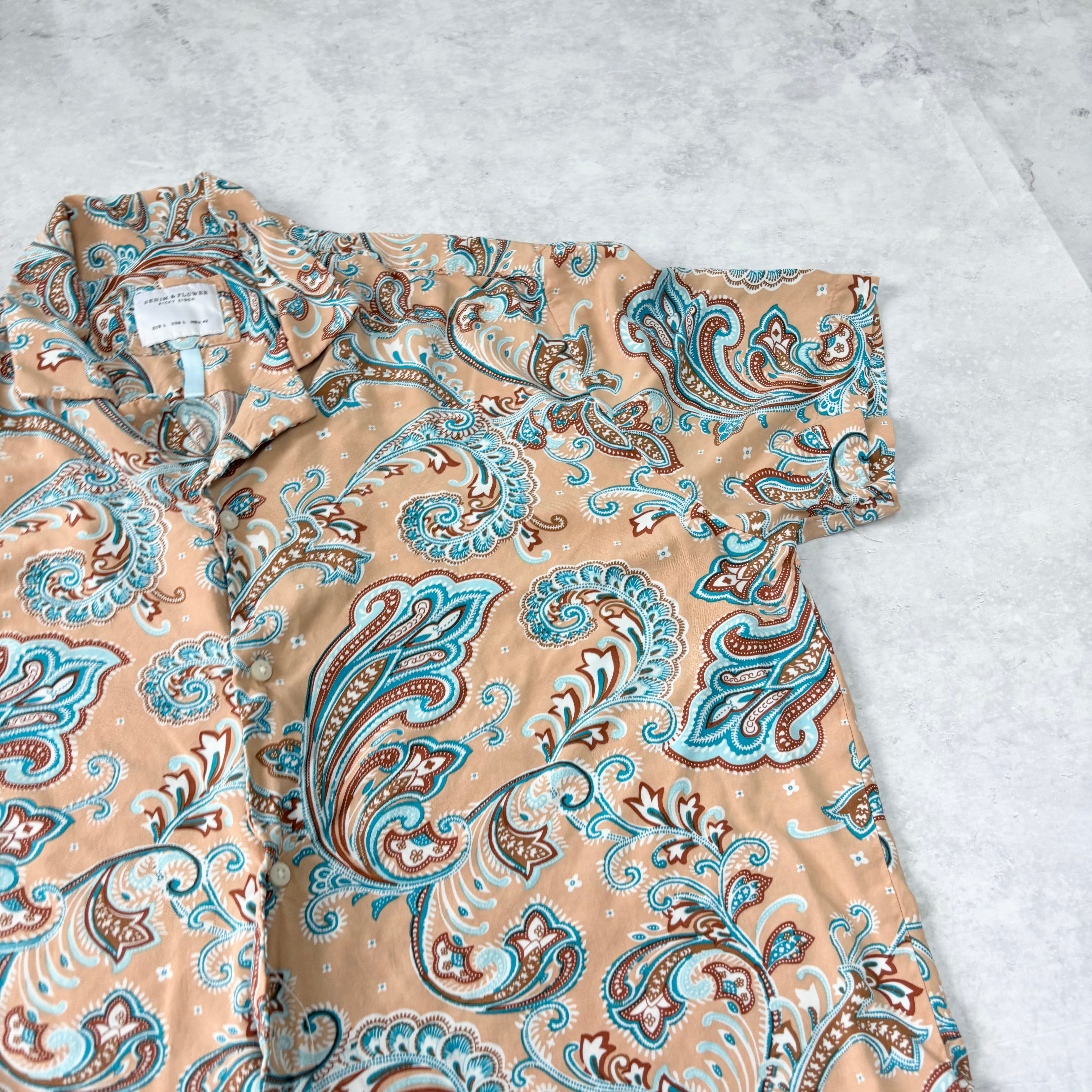 Hawaiian Shirt Mens Large Pink Floral Aloha Short Sleeve (E)