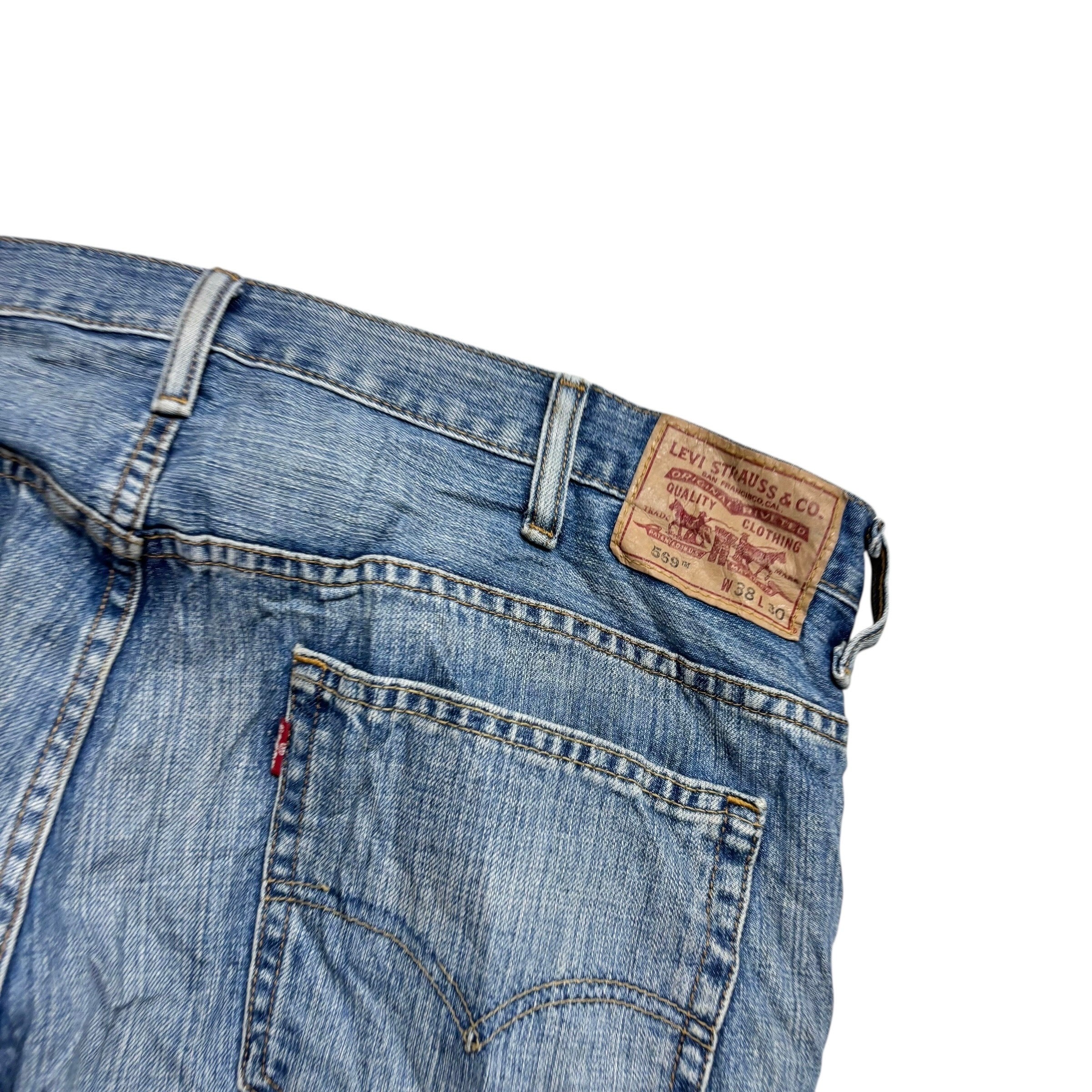 Levis 569 Jeans W38 L30 Mens Mid Blue Baggy Relaxed Straight Fit Vintage Denim