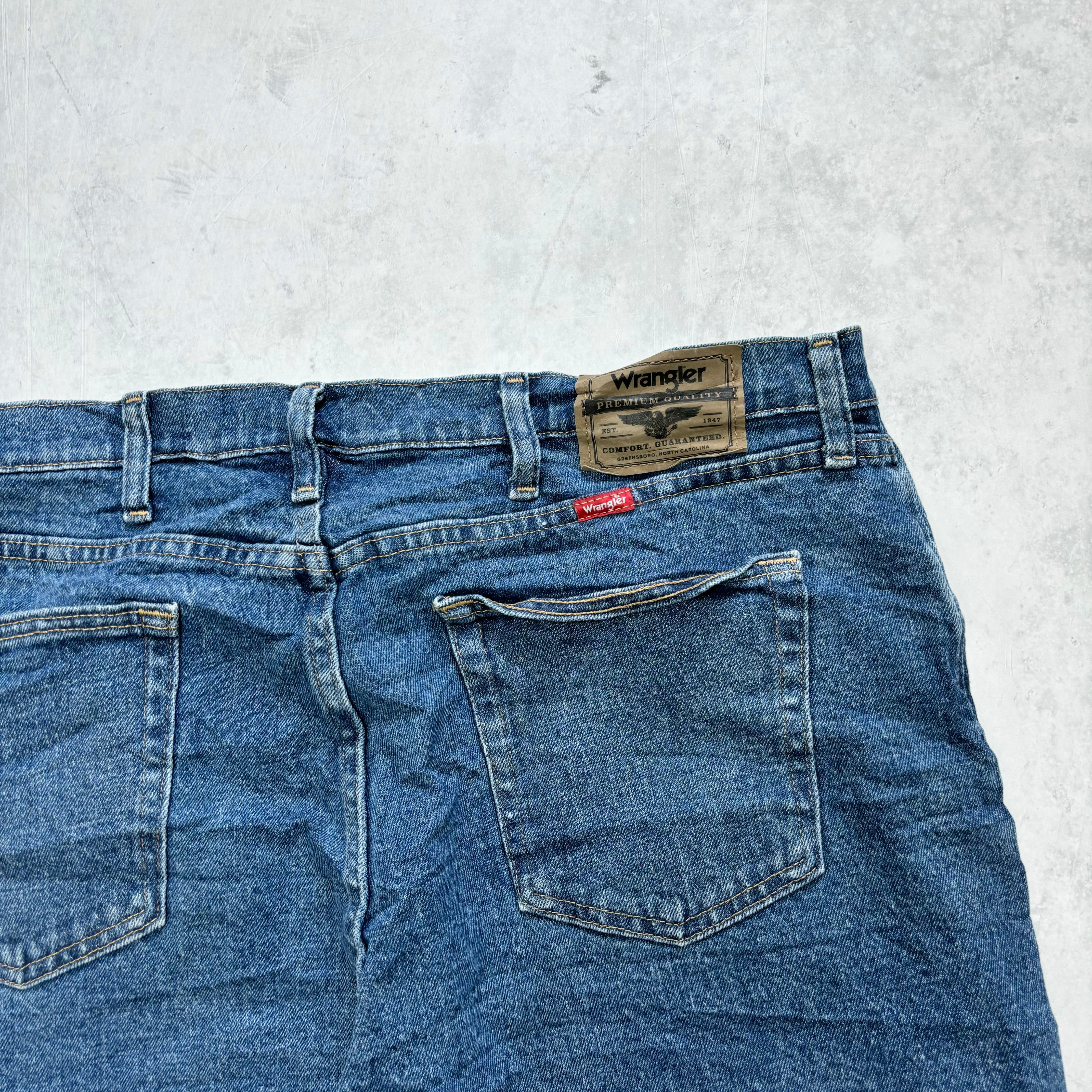 Vintage Wrangler Jorts W36 Mens Denim Shorts Mid Blue Baggy Relaxed Fit