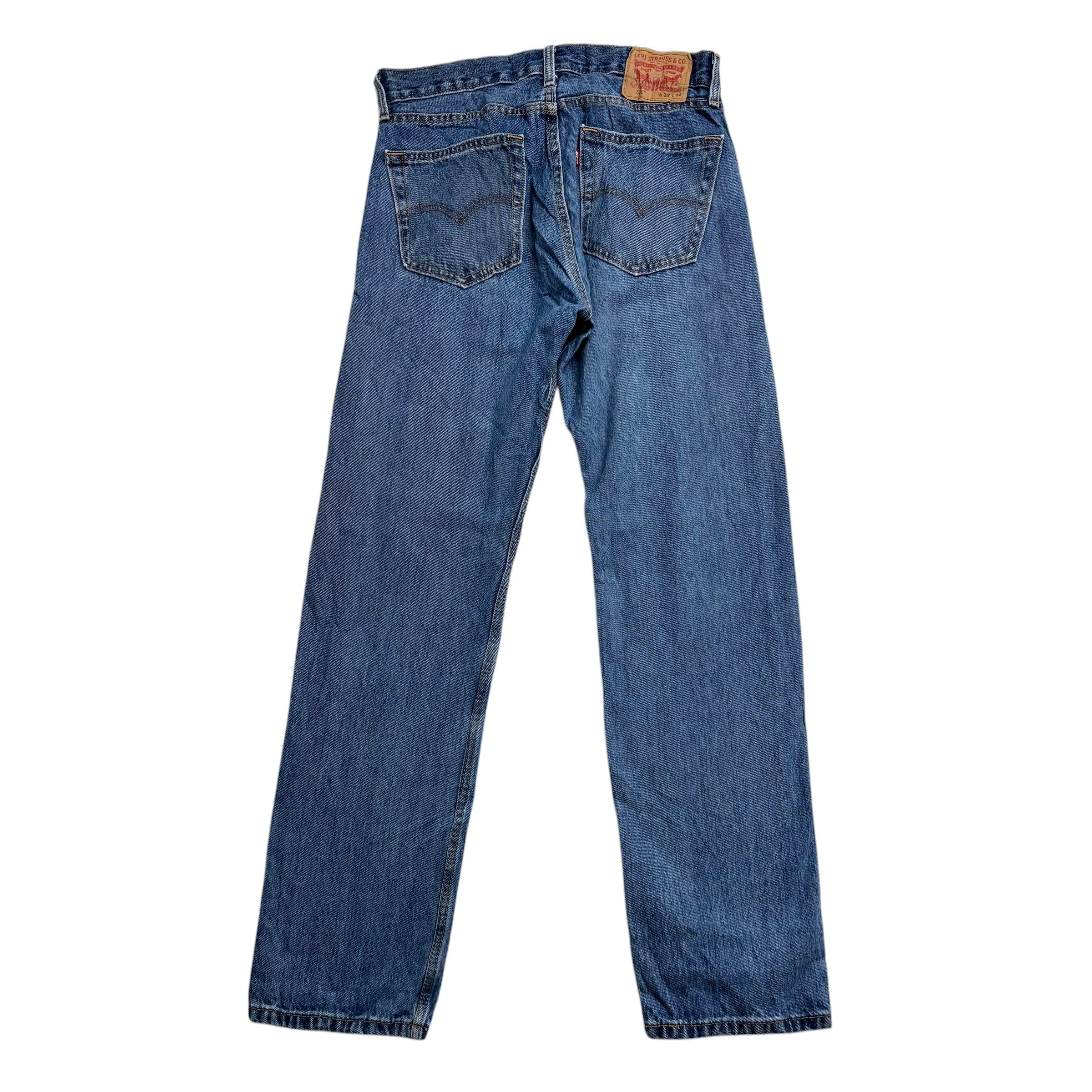 Levis 505 Jeans W32 L34 Mens Mid Blue Regular Straight Fit Denim