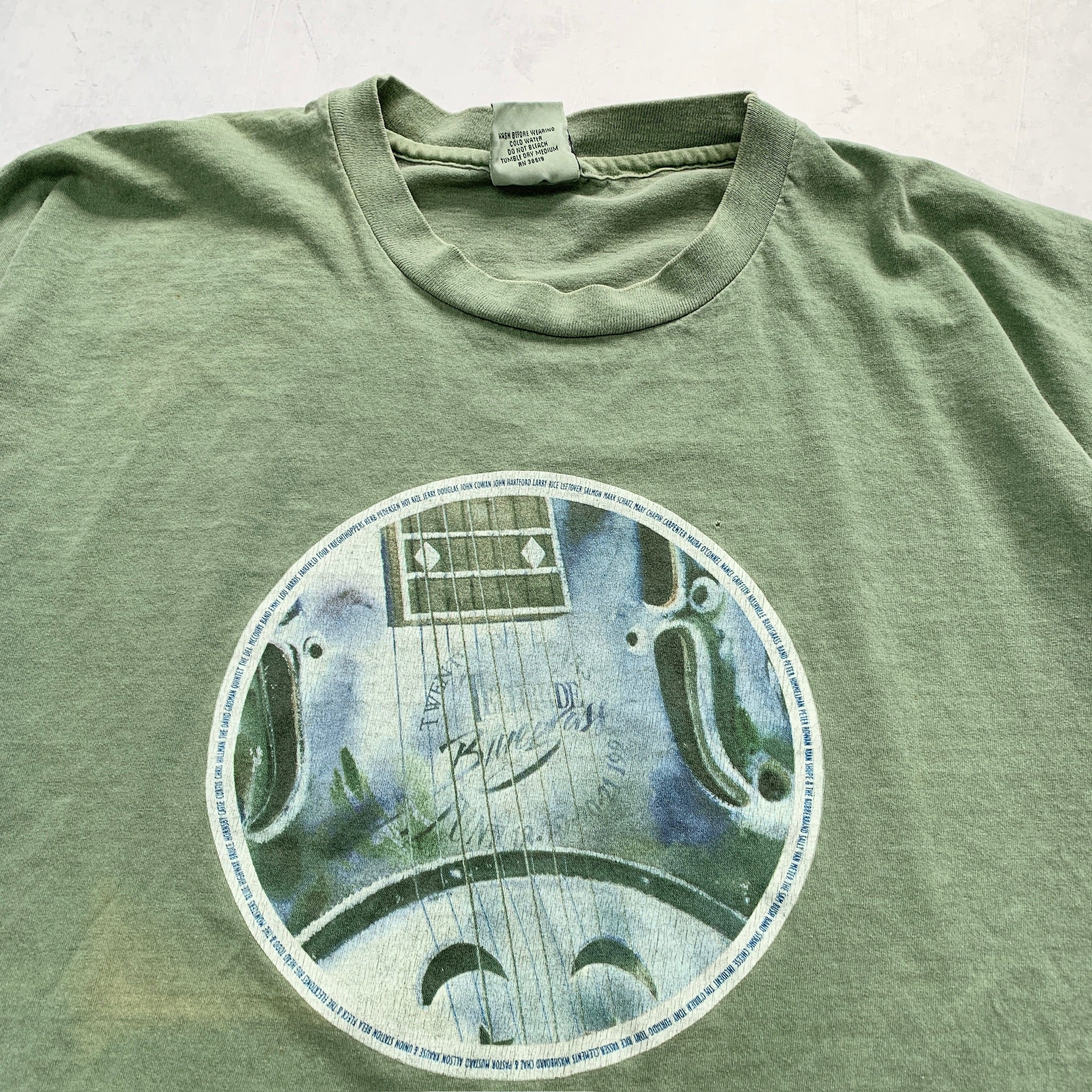 Vintage T Shirt Mens XL Green Single Stitch Graphic Print 90s USA Music