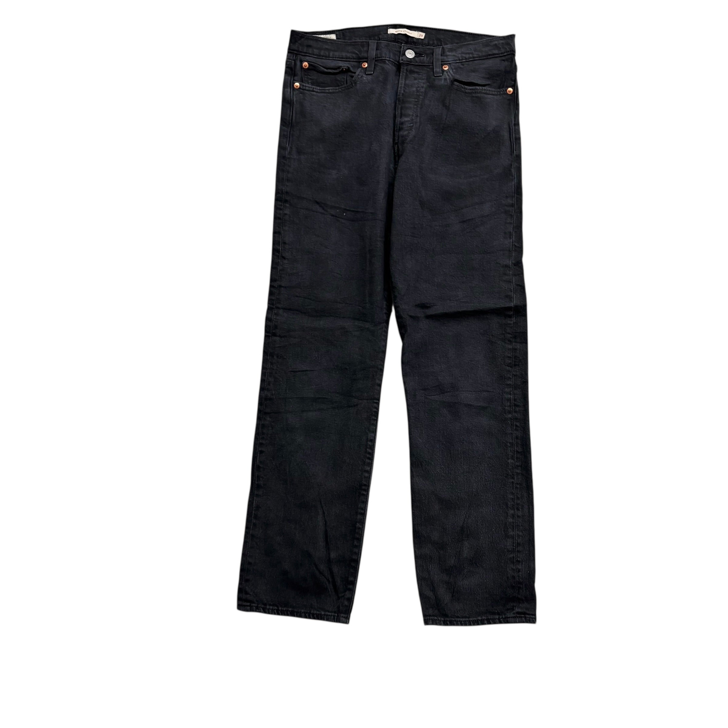 Levis Wedgie Straight Jeans W29 L28 Womens Black Stretch Denim (E)