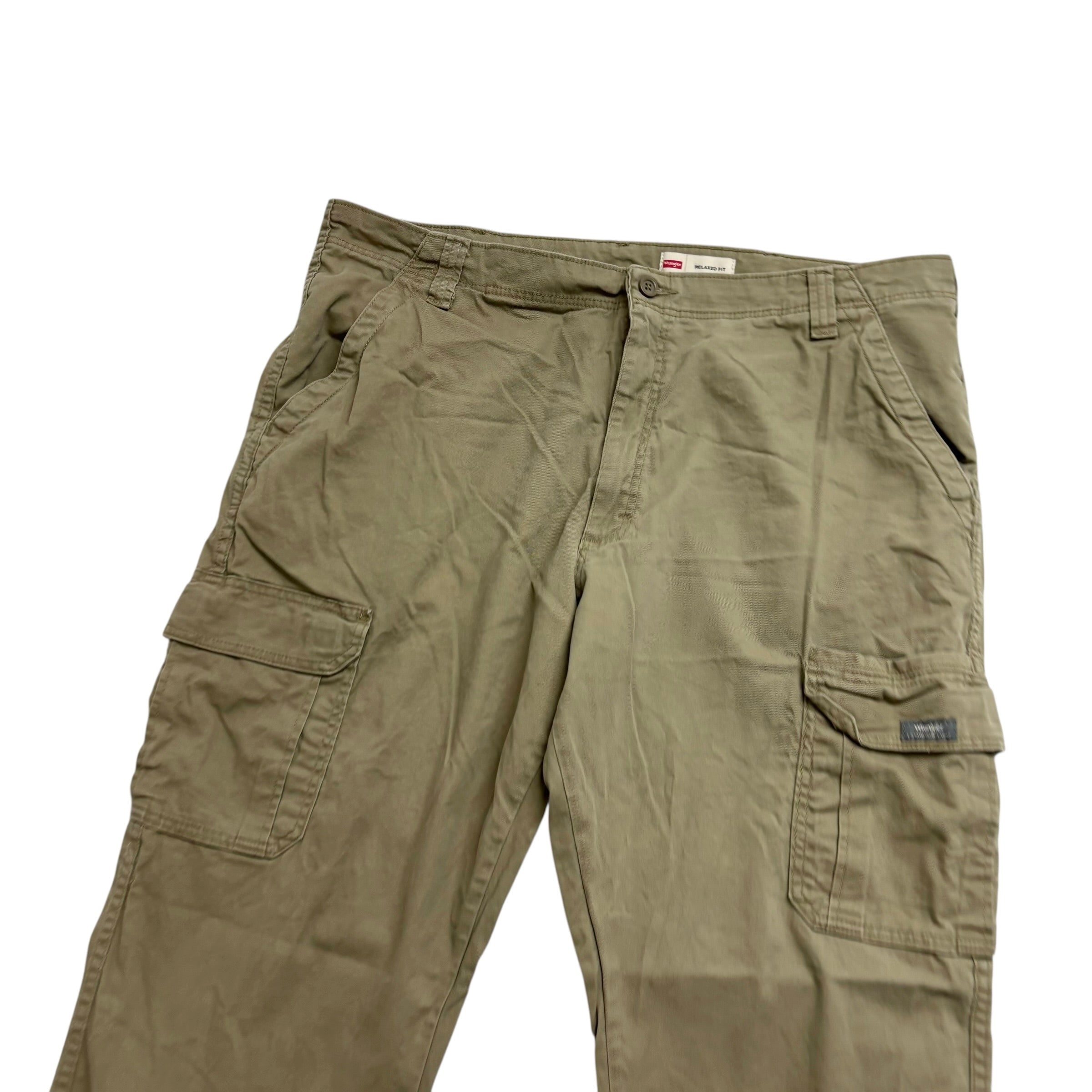 Wrangler Cargo Pants W40 L32 Mens Beige Relaxed Straight Fit Trousers (E)