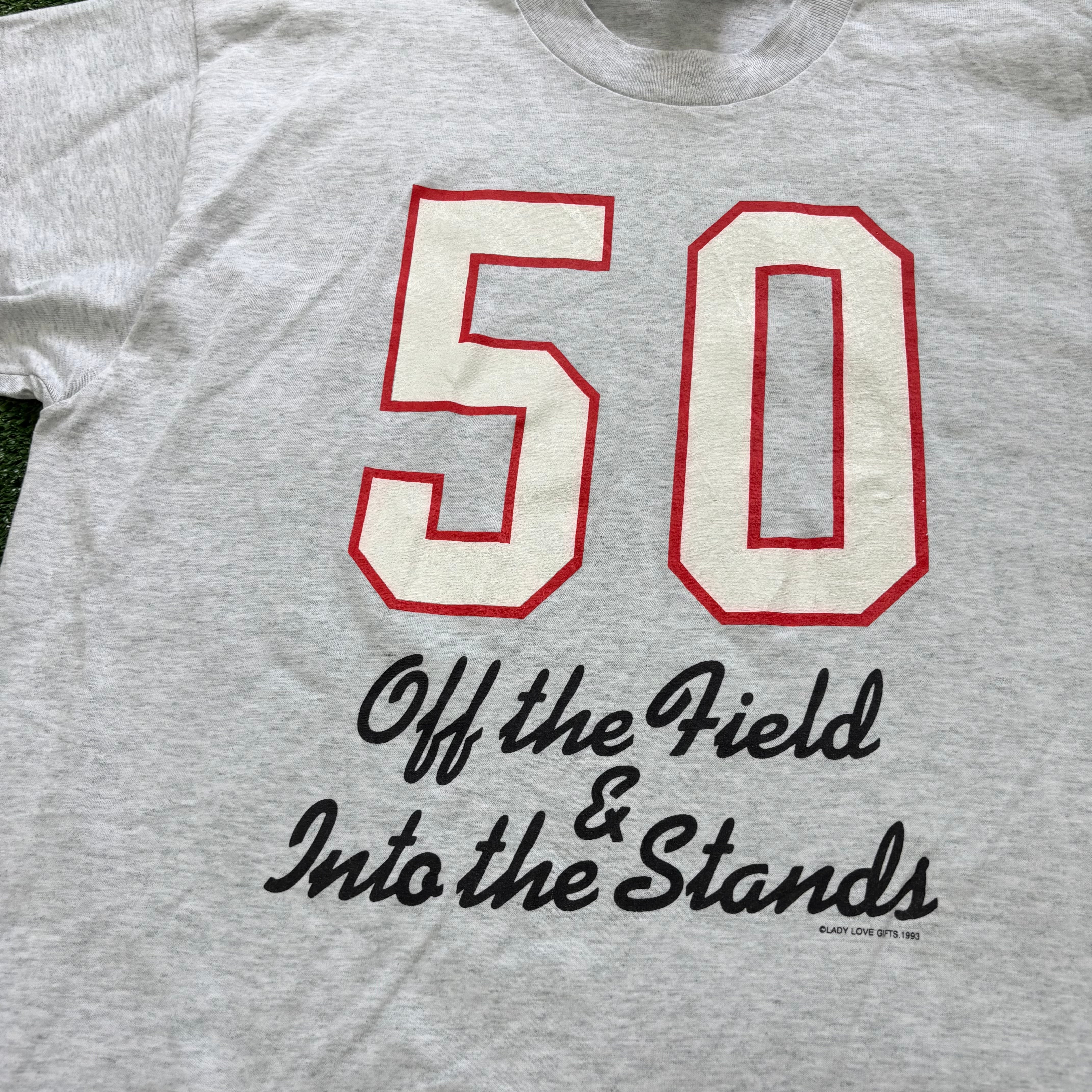 Vintage T Shirt Mens Large Grey Single Stitch Graphic Print 90s USA (E)