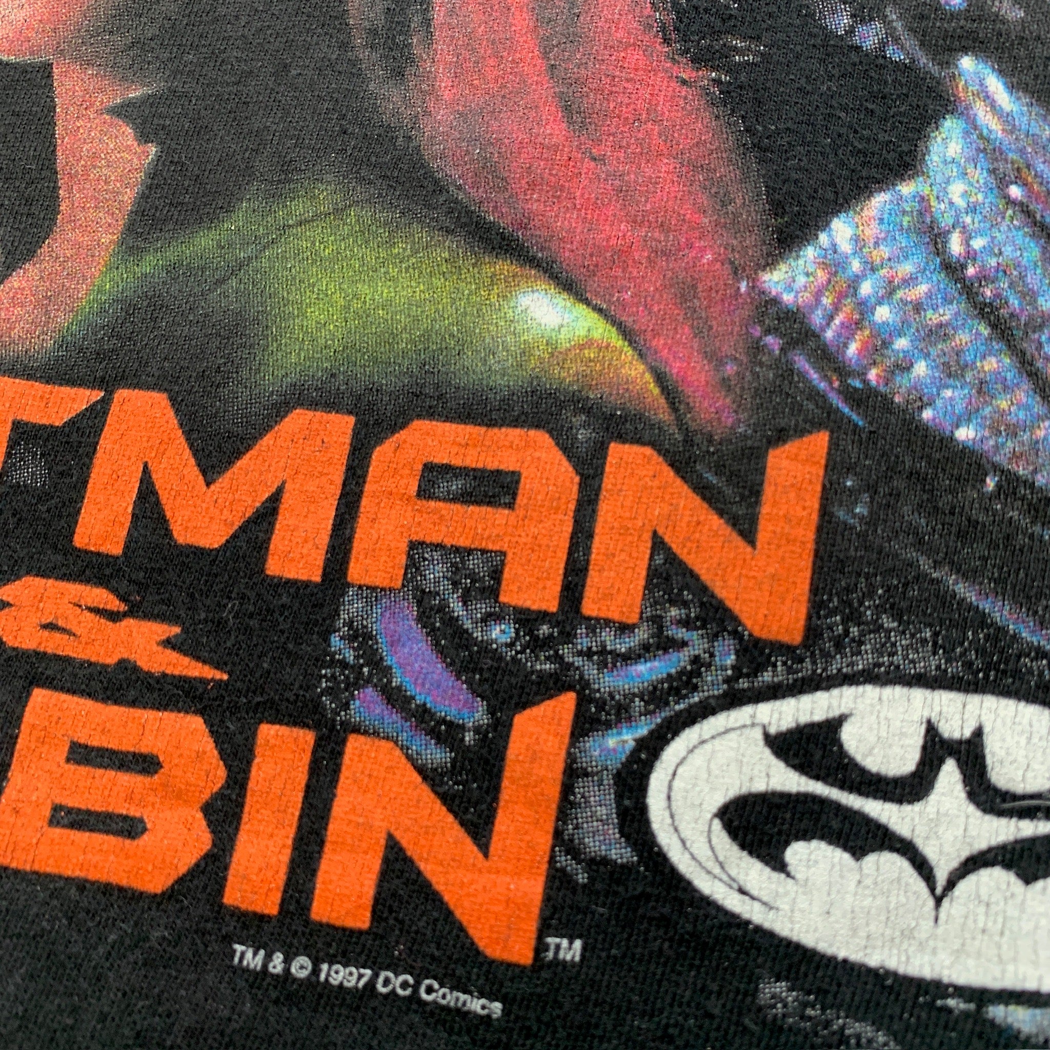 Vintage T Shirt Mens XL Black Batman and Robin Movie Promo 90s Film DC Comics